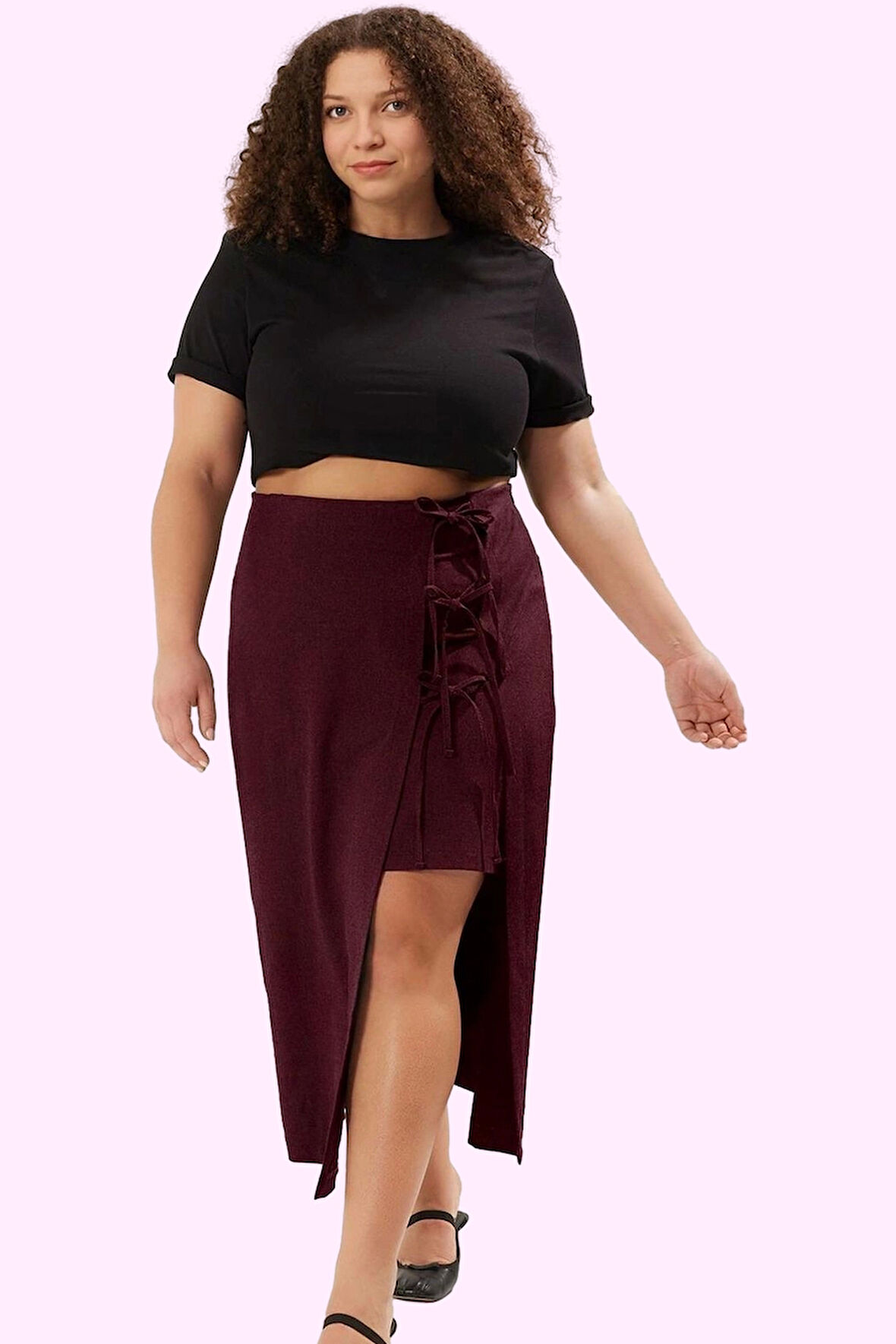 Kadın Büyük Beden Etek Fiyonk Detaylı Günlük Kullanım İçin Hafta Sonu Yaz Aylarının Vazgeçilmezi