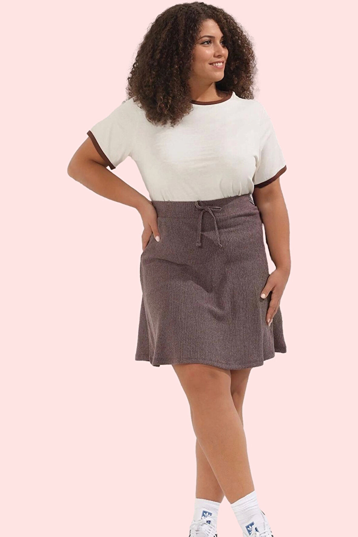 Kadın Örme Şort Etek Yüksek Bel Kısa Boy Günlük Casual Kombin Hafta Sonu Dayanıklı Malzeme