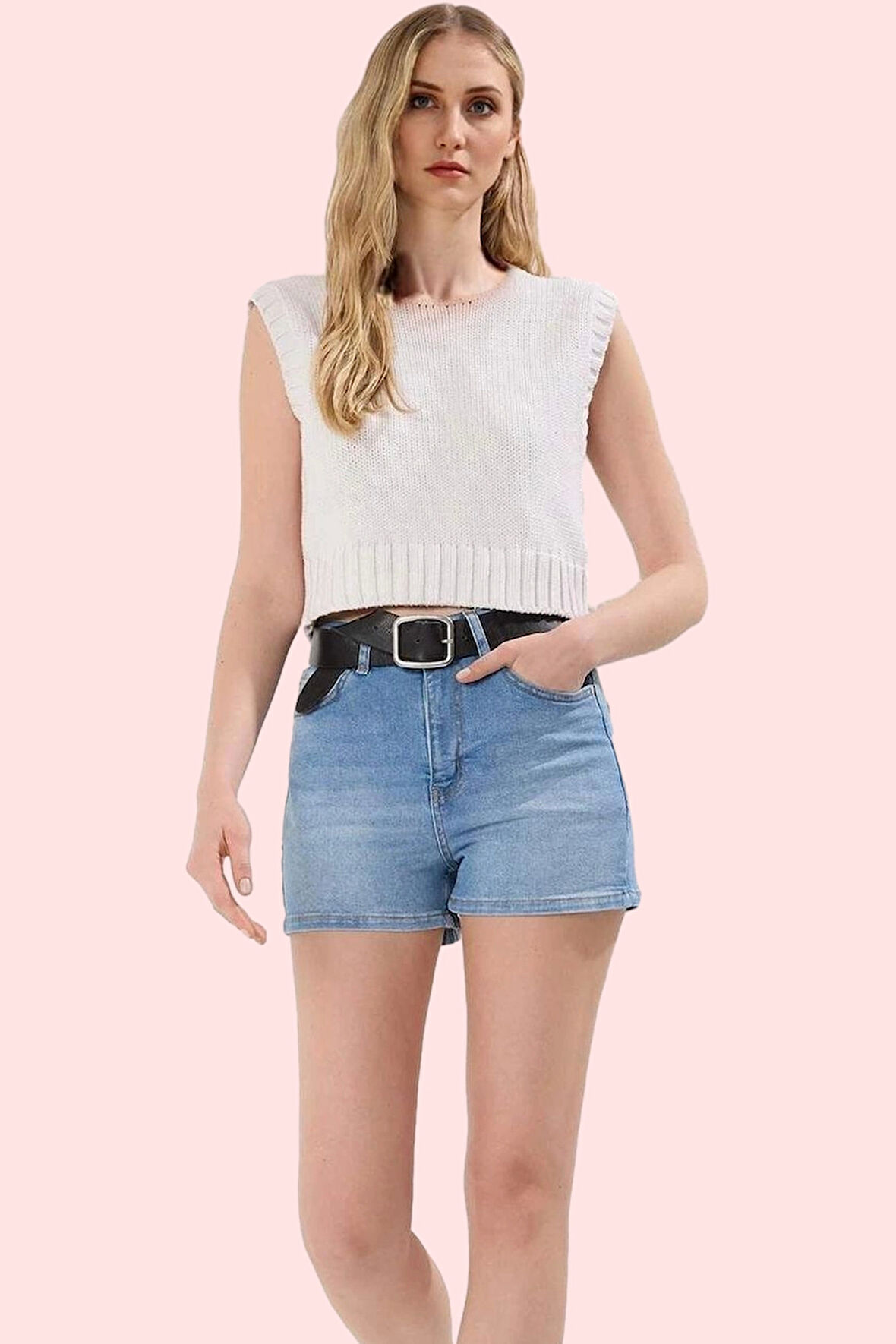 Kadın Denim Şort Yüksek Bel Geniş Paça Casual Yaz Kombinleri Günlük Kullanım Modern Tasarım