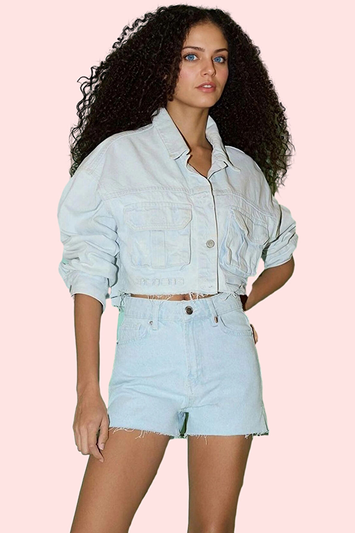 Kadın Yüksek Belli Pamuklu Geniş Paça Denim Şort Yaz Günlük Casual Hafta Sonu Modern Tasarım