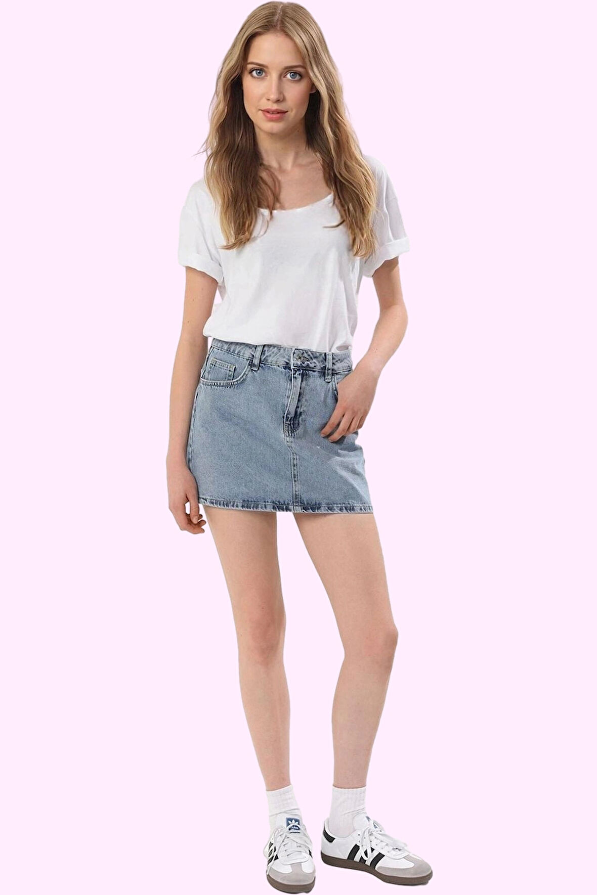 Kadın Denim Kısa Etek Pamuk Günlük Casual Yaz