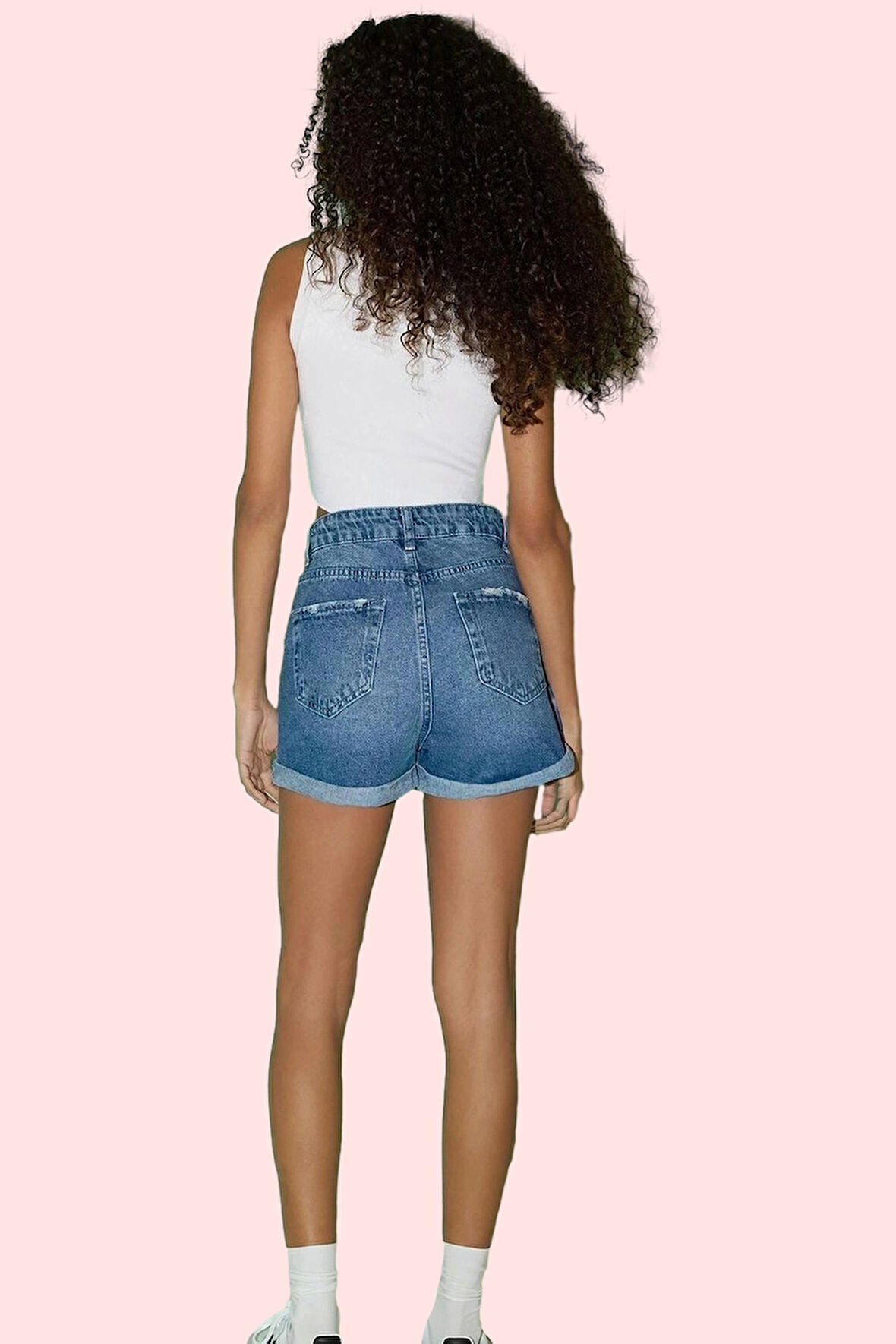 Kadın Pamuklu Denim Şort Etek Düz Desenli Yüksek Bel Yazlık Casual Yaz Aylarının Vazgeçilmezi