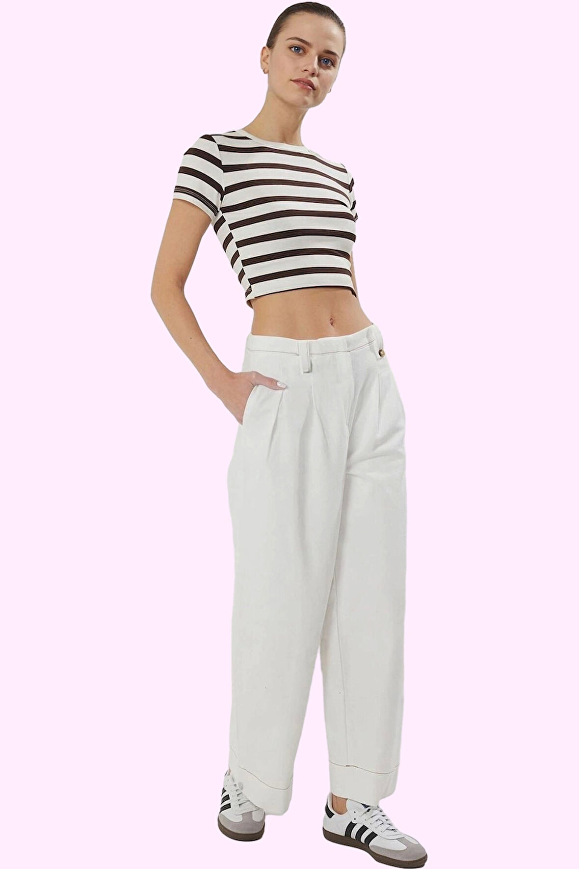 Kadın Pamuk Regular Pantolon Geniş Paça Wide Leg Günlük Stil Hafta Sonu Yaz Aylarının Vazgeçilmezi