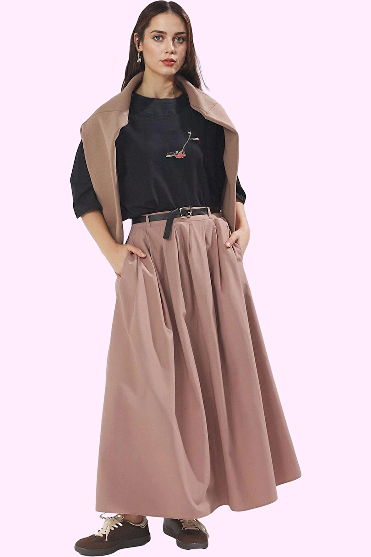 Kadın A line Terrycotton Dokuma Maxi Etek Rahat Günlük Stil Hafta Sonu Yaz Aylarının Vazgeçilmezi