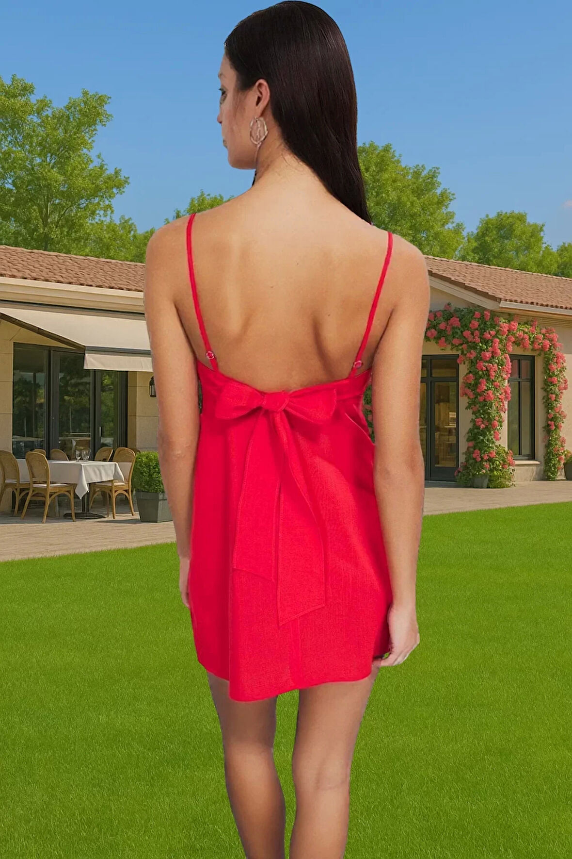 Rahat Yazlık Mini A line Bağcıklı Pamuklu Elbise Rahat Ve Şık Modern Stil Profesyonel Görünüm