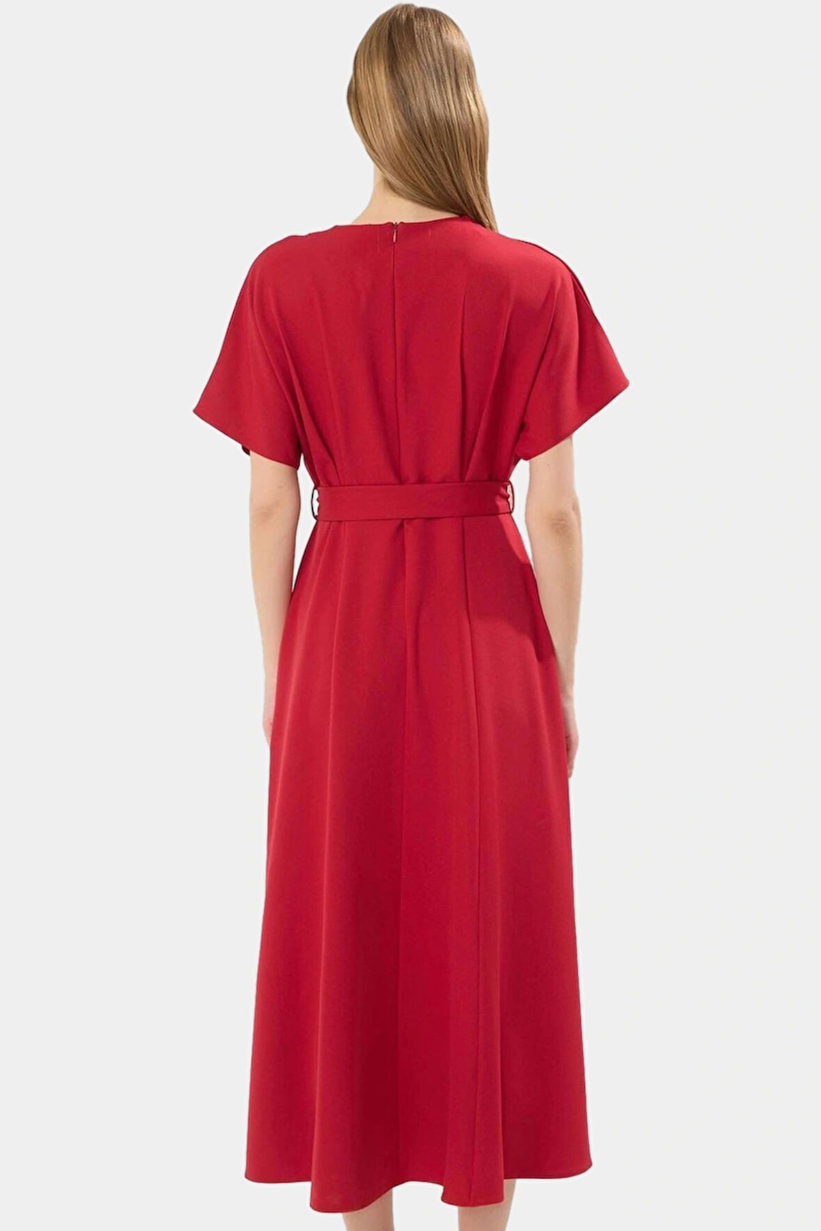 Rahat Yazlık A Line Elbise Kısa Yarasa Kol Polyester Dokuma Kumaş Zarifane Tasarım