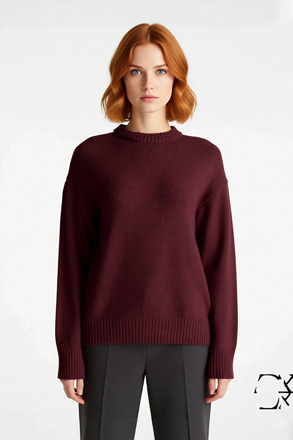 Kadın Oversize Bisiklet Yaka Triko Kazak Düşük Kollu Kış Mevsimi Rahatlığını Sunan Günlük Şıklık