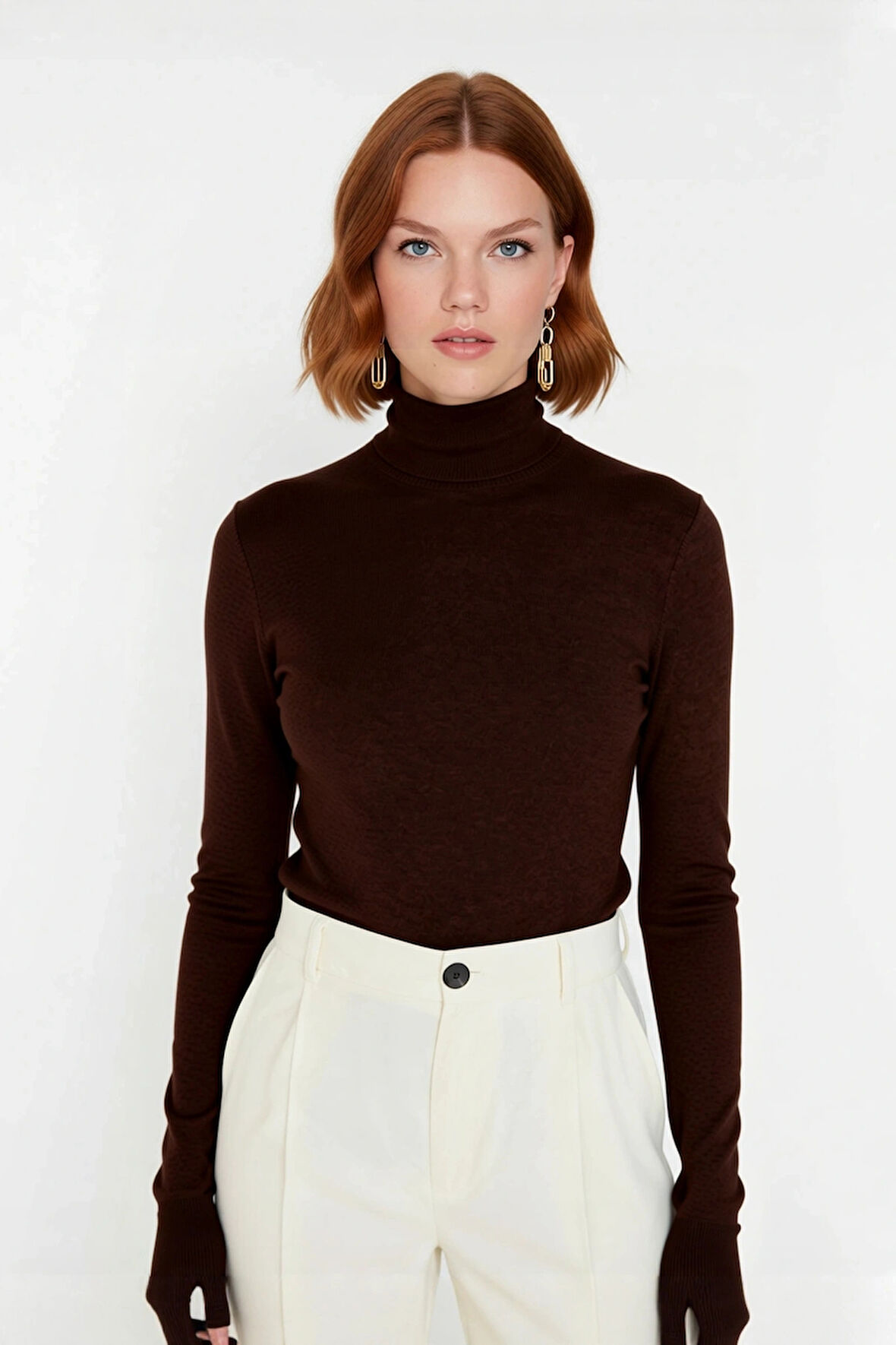 Kadın Basic Balıkçı Yaka Fitted Kesim Triko Kazak Rahat Şık İlkbahar Sonbahar Kombinleri Kaliteli