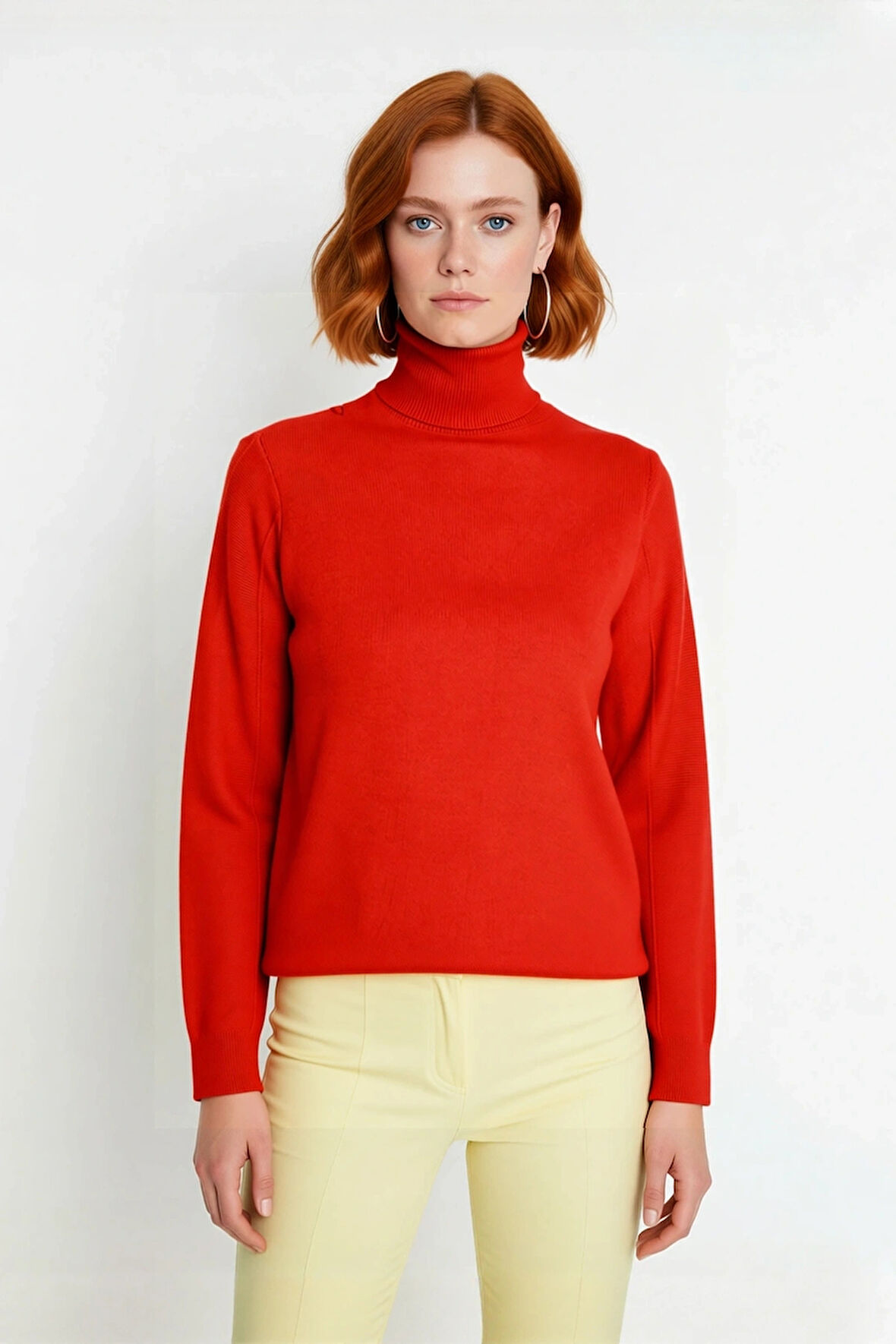 Kadın Günlük Akrilik Oversize Balıkçı Yaka Triko Kazak Konforlu Ve Şık Kış Kombinleri Kaliteli