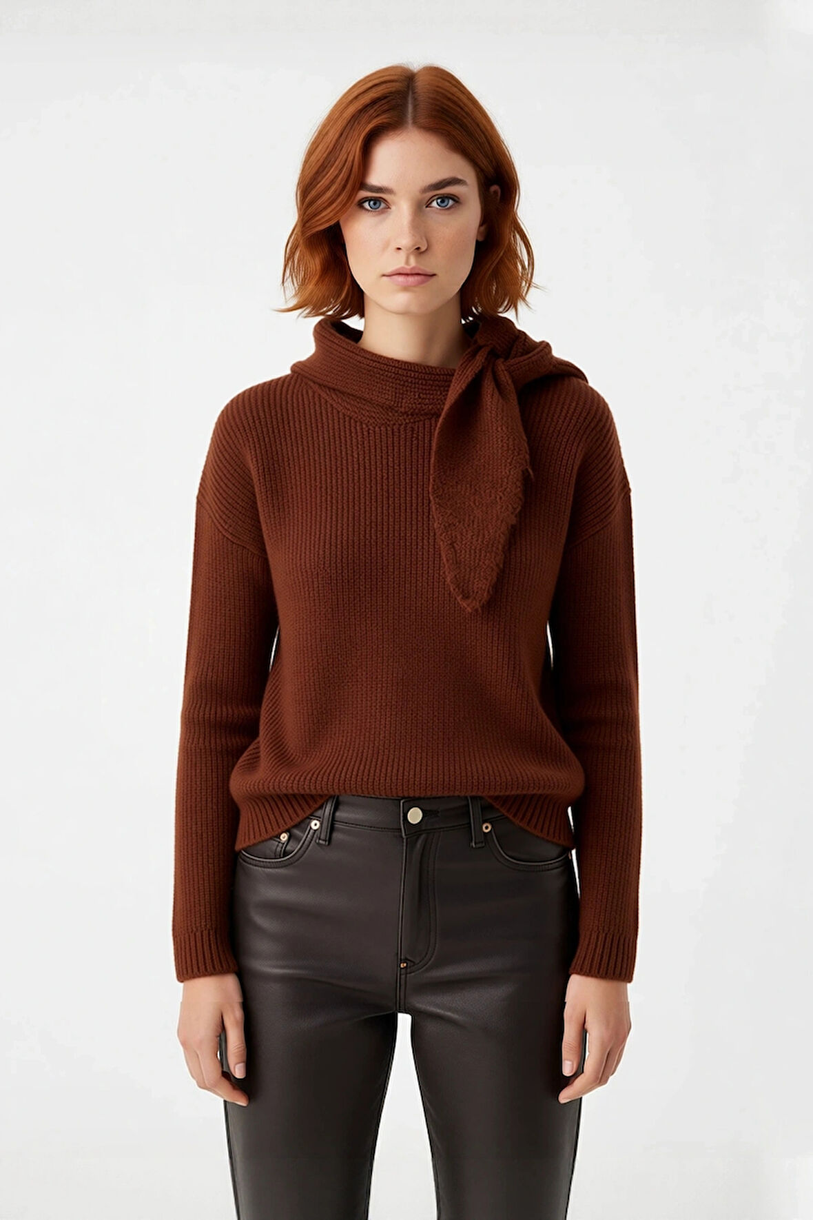 Kadın Rahat Şal Yaka Selanik Dokuma Triko Kazak Günlük Şıklık ve Konfor İçin İdeal Tercih Kaliteli