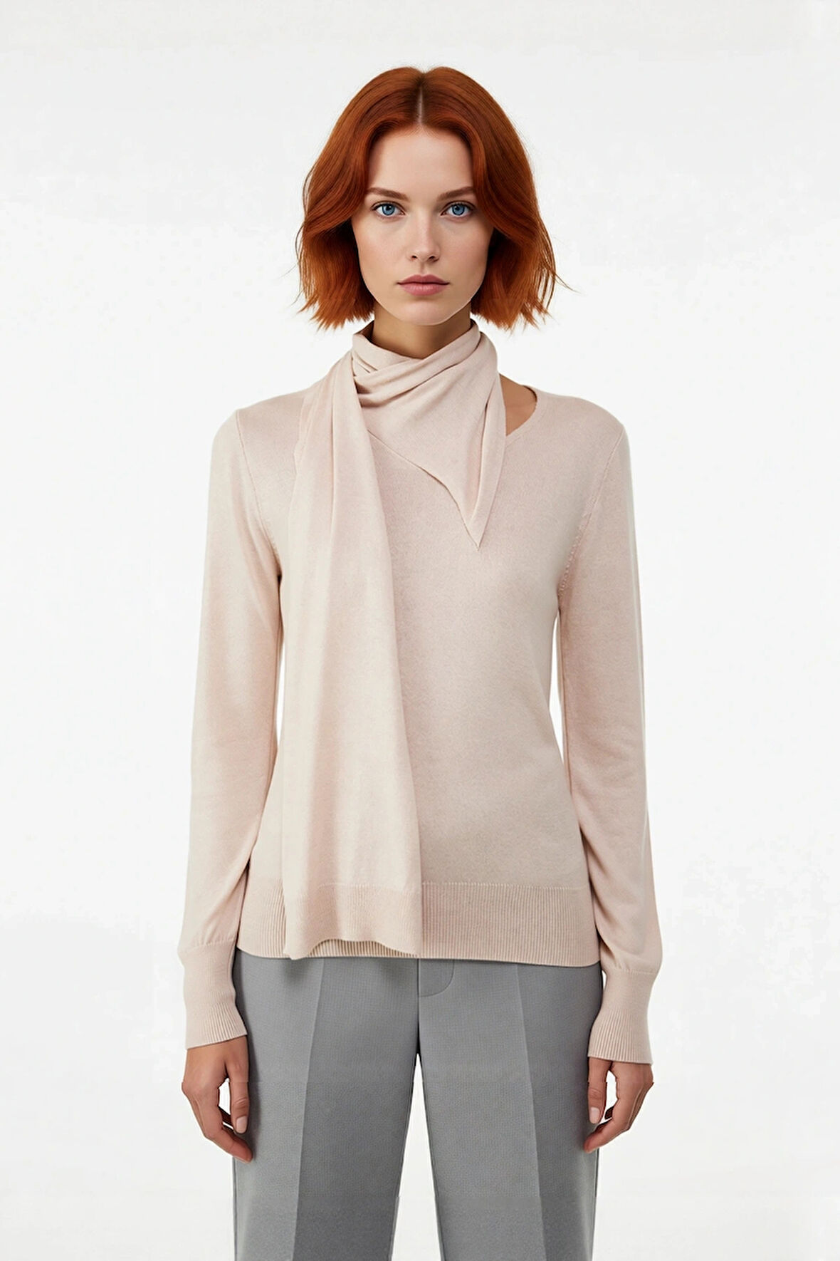 Kadın Regular Kalıp Uzun Kollu Şal Yaka İnce Triko Kazak İlkbahar Sonbahar Şıklığı Kaliteli