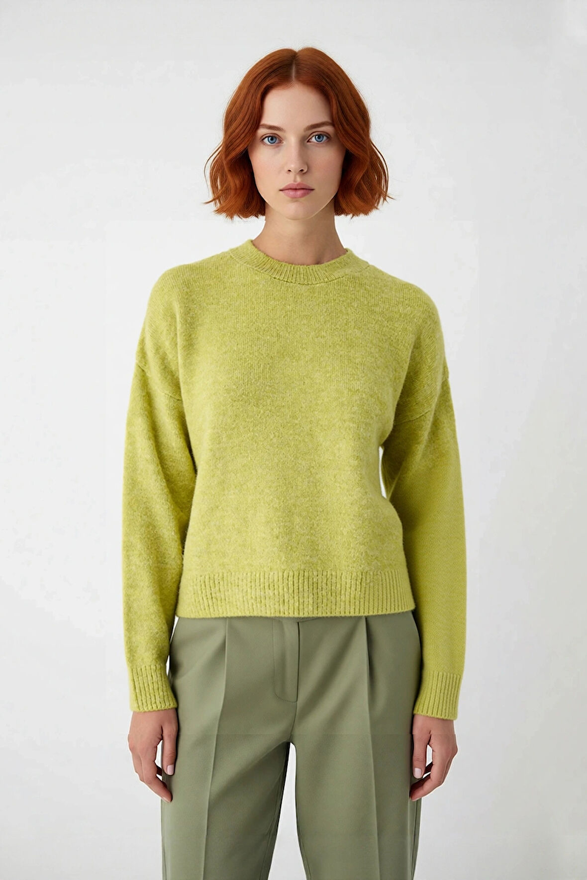 Kadın Günlük Oversize Bisiklet Yaka Düşük Kol Triko Kazak Soğuk Havalar İçin Mükemmel Tercih