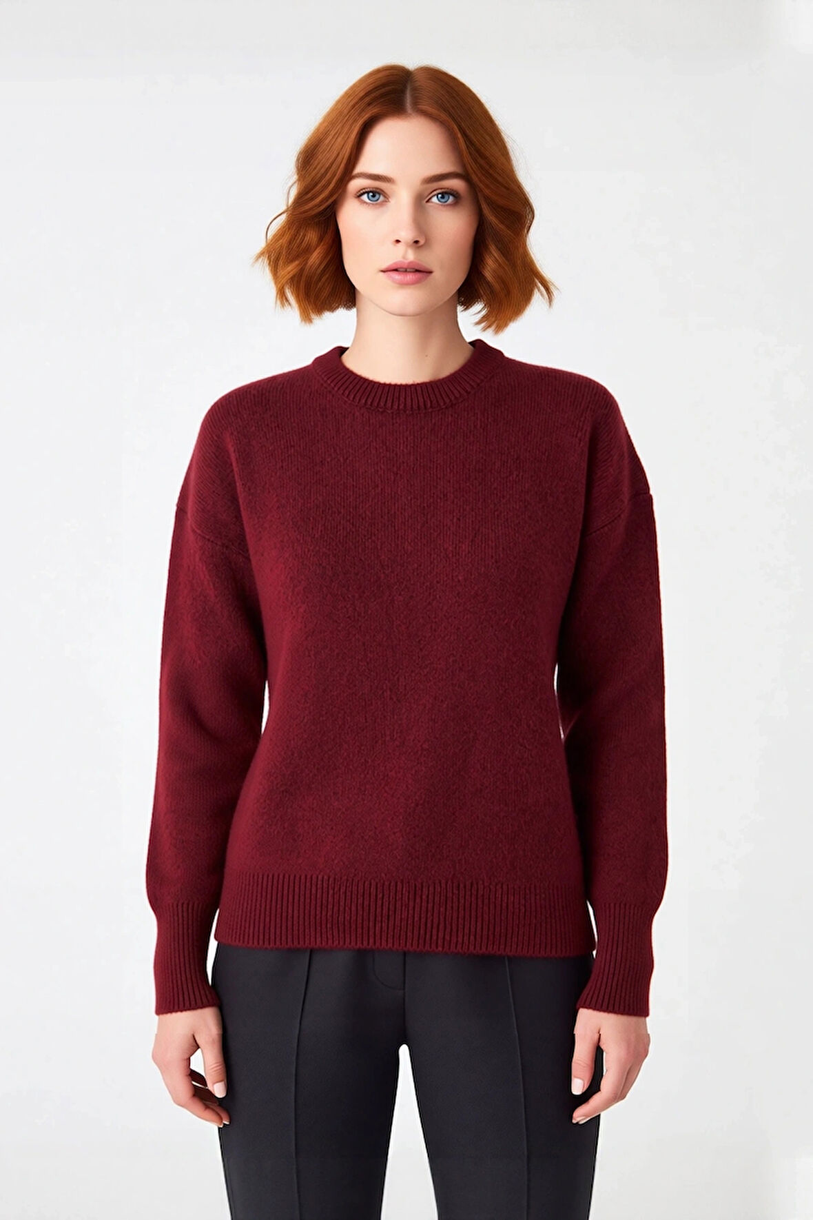 Kadın Triko Kumaş Düz Desenli Oversize Bisiklet Yaka Kazak Soğuk Günler İçin İdeal Seçim Kaliteli