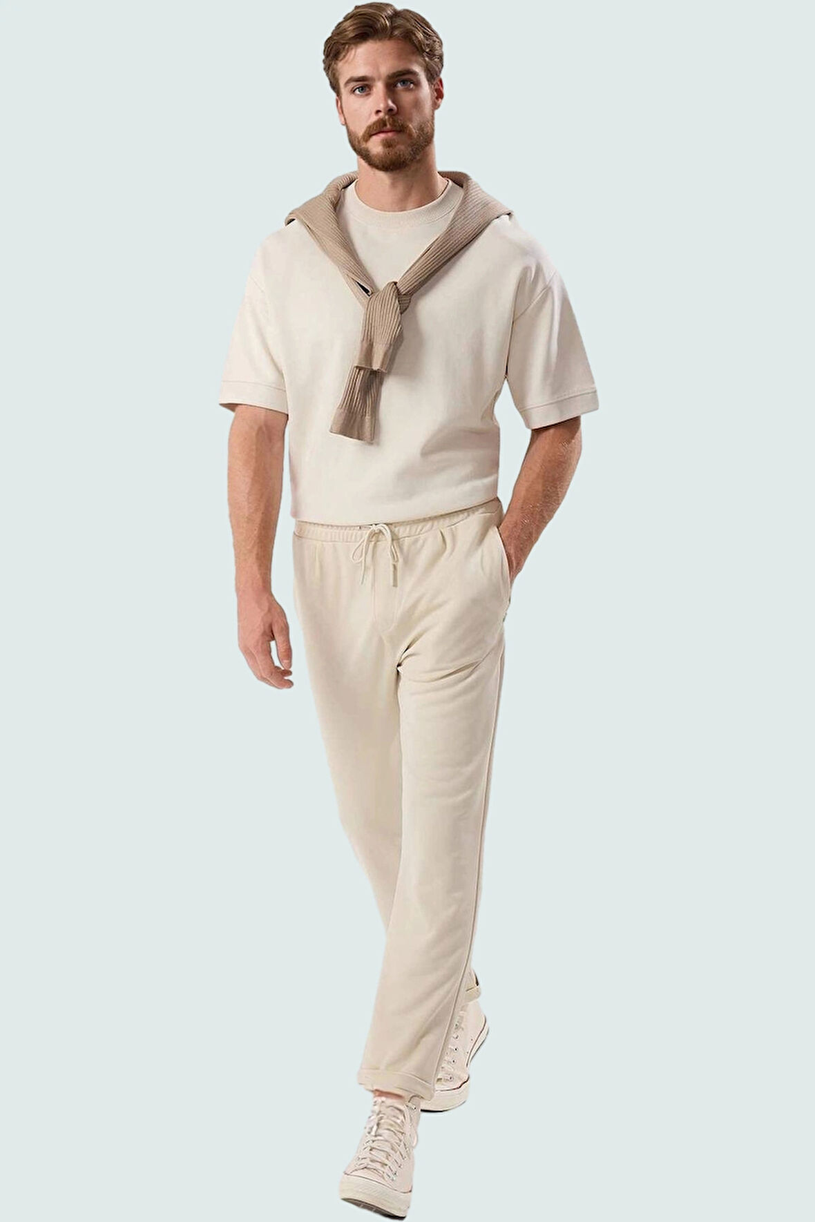 Erkek Günlük Pantolon Boru Paça Düz Desen Rahat Kumaş Pamuk Hafta Sonu Yaz Aylarının Vazgeçilmezi