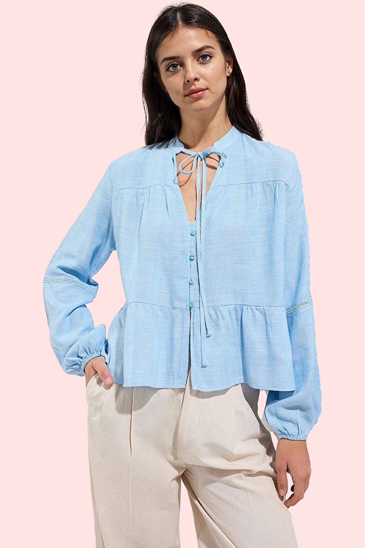 Kadın Nefes Alan Pamuklu Viskoz Gömlek V Yaka Günlük Ve İş Hayatı Yaz Aylarının Vazgeçilmezi