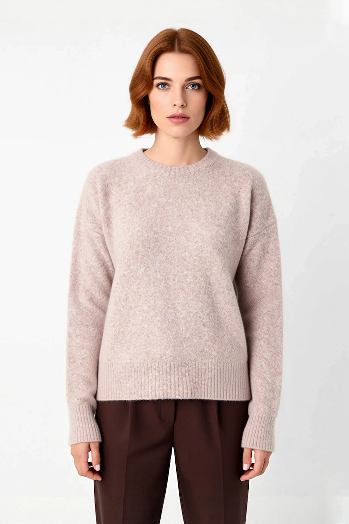 Kadın Regular Kalıp Düz Desen Bisiklet Yaka Triko Kazak Kışlık Sıcak Konforlu Günlük Stil Kaliteli