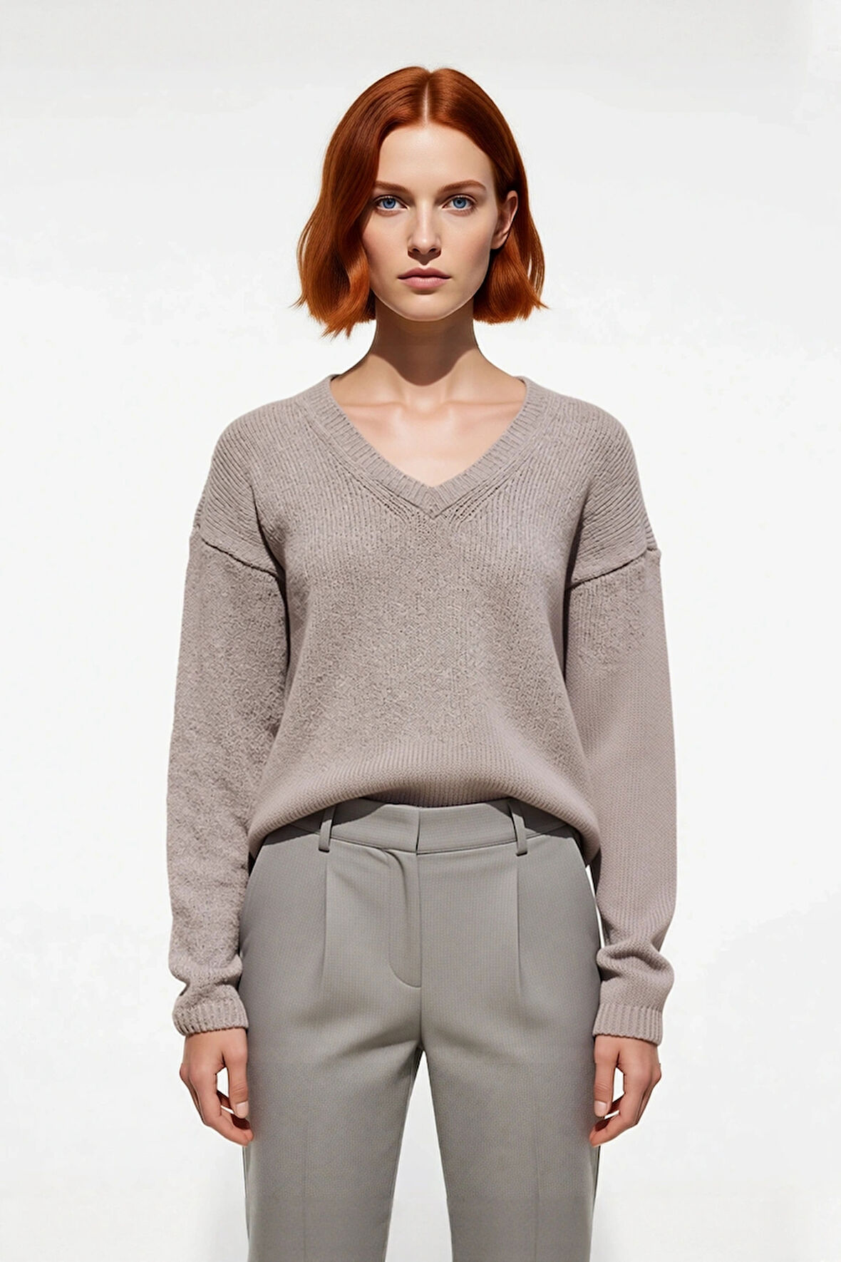 Kadın Düşük Kol V Yaka Triko Kazak Regular Kalıp İle Kış Şıklığı ve Konfor Bir Arada Kaliteli