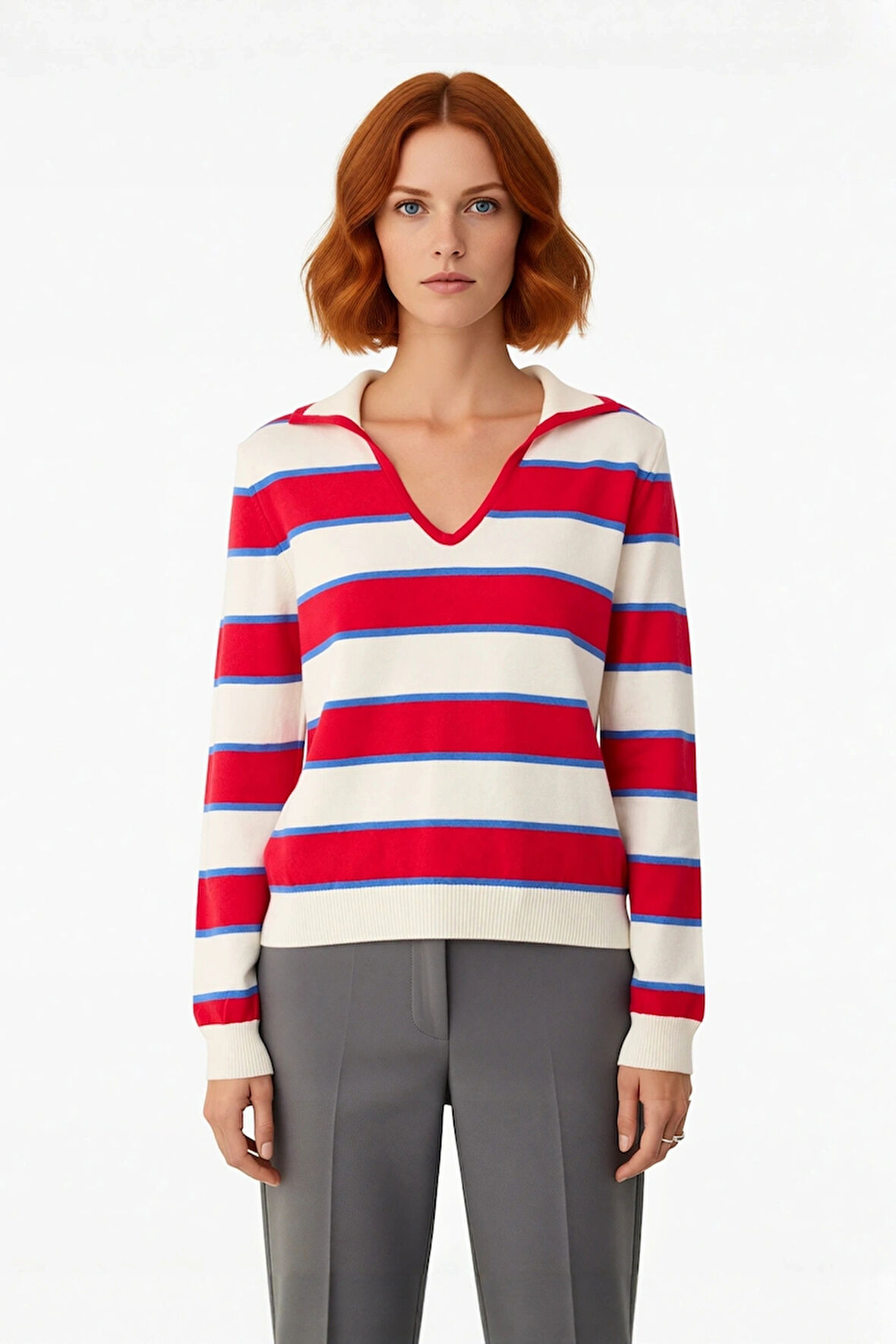 Modern Kadın Polo Yaka Triko Kazak Regular Kalıp İnce Dokusuyla Sonbahar Kış Stiline Yeni Bir Hava