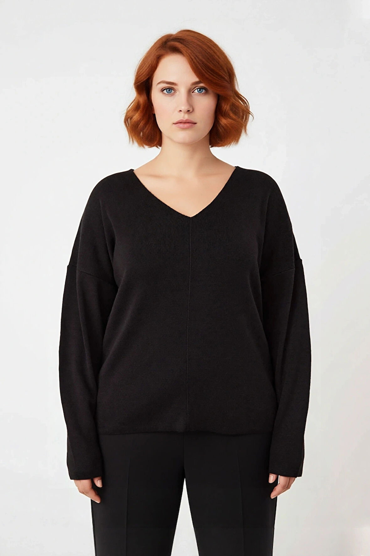 Kadın Casual V Yaka Düşük Kol İnce Triko Kazak Konforlu Akrilik Dokusuyla Sonbahar Kış Şıklığı