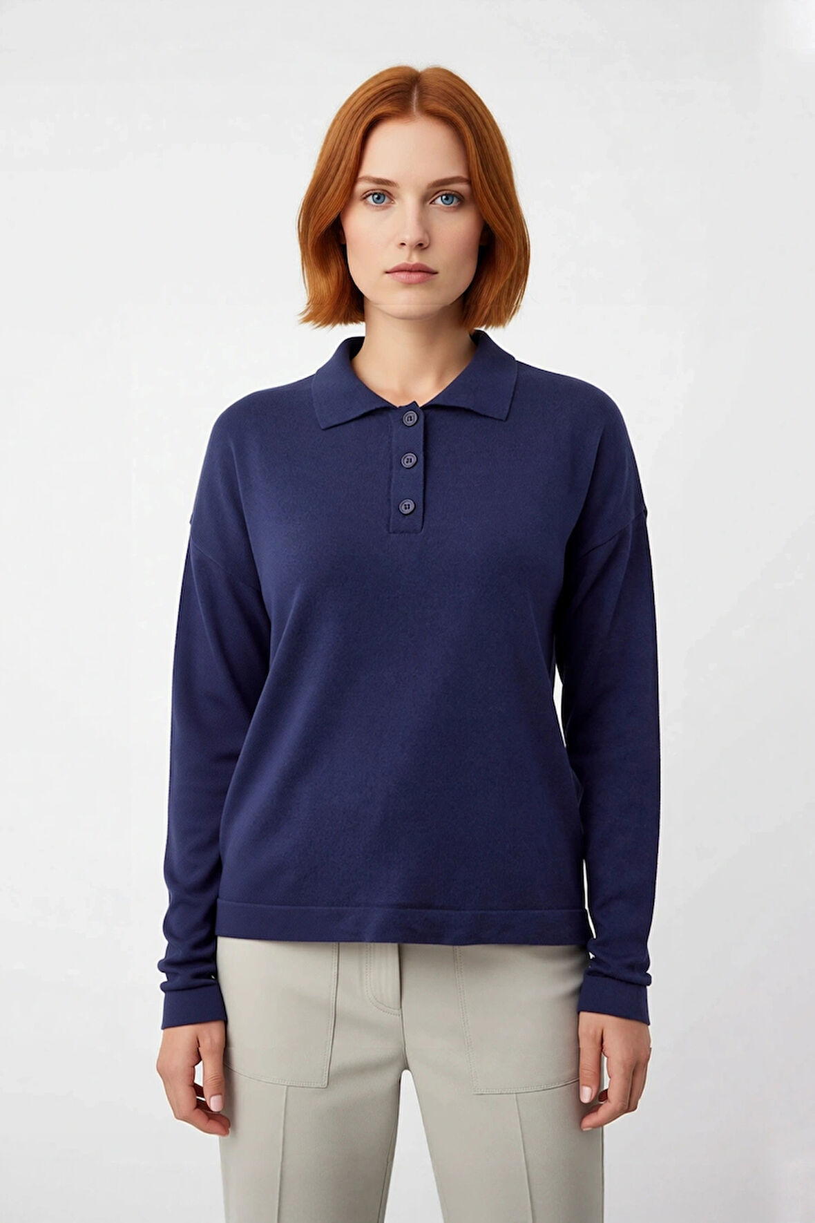 Kadınlar İçin Konforlu Oversize Polo Yaka Triko Kazak Kışlık Günlük Şıklığın Anahtarı Kaliteli