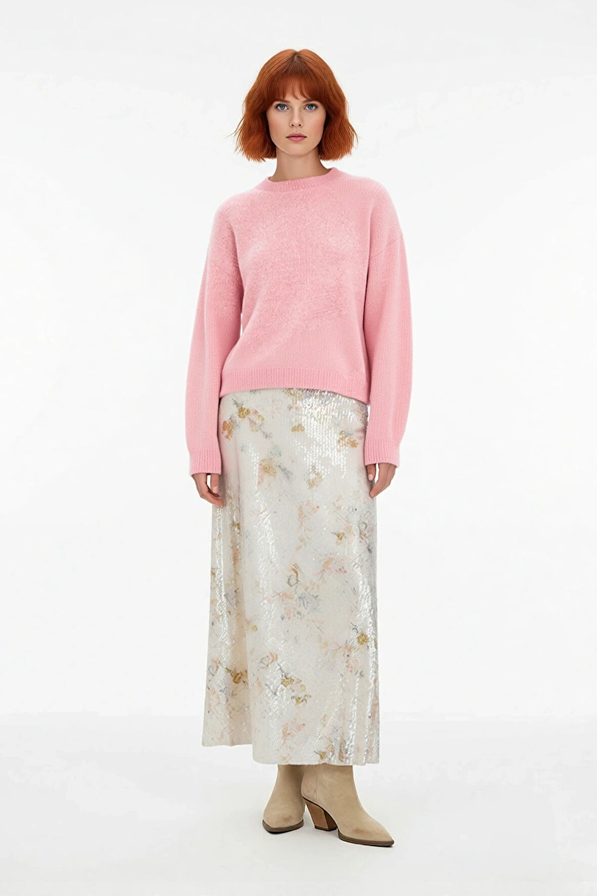 Kadın Kahverengi Oversize Triko Kazak Bisiklet Yaka Düşük Kol Tasarımı Kış Günleri İçin İdealdir