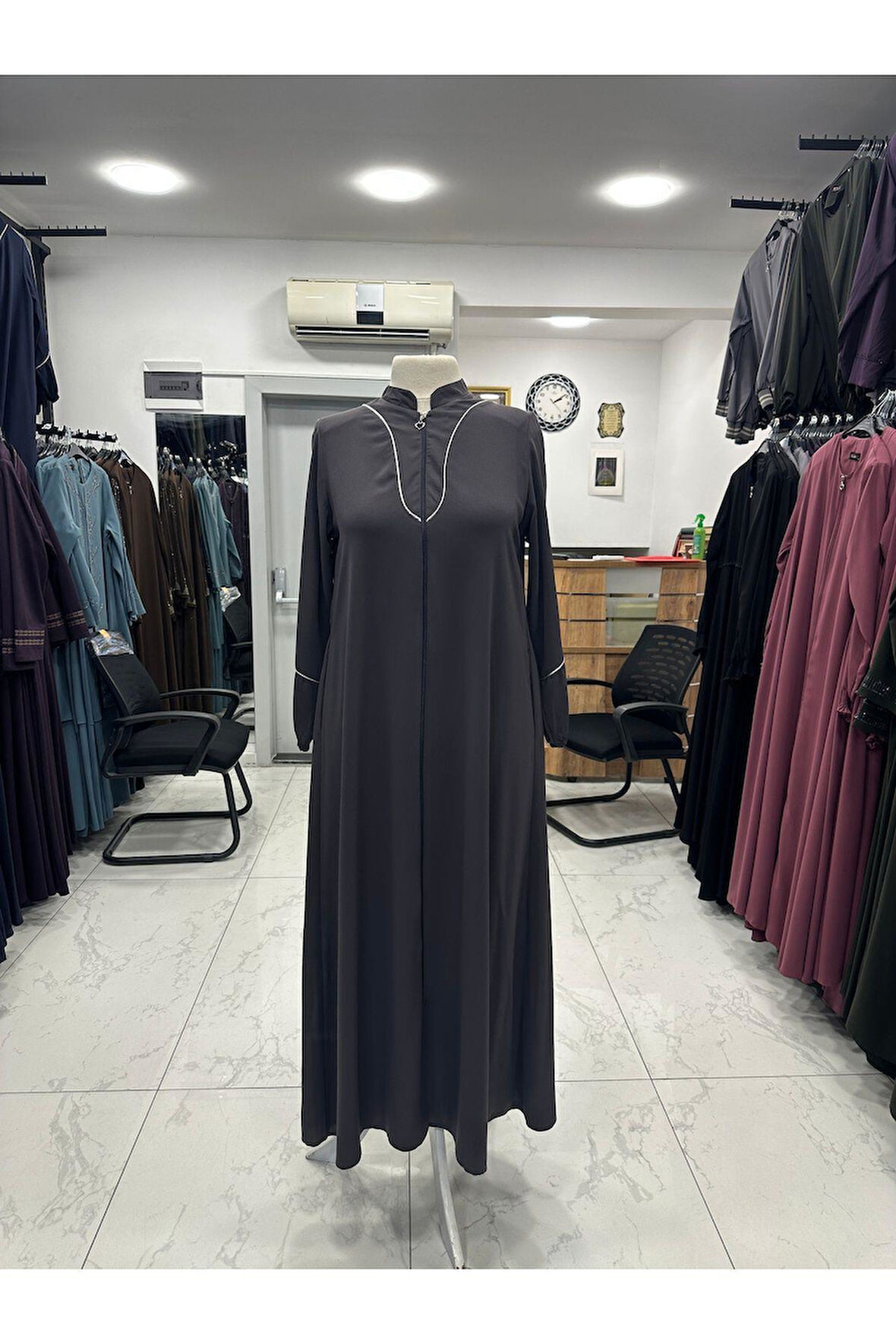 Hac Ve Umrelik V Yaka Biyeli Yazlık Krep Kumaş Ferace