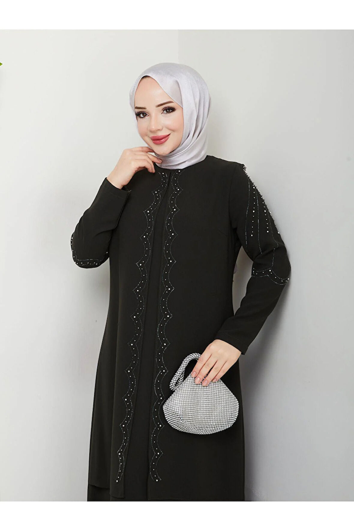 Yelpaze Taşlı Büyük Beden Anne Elbisesi