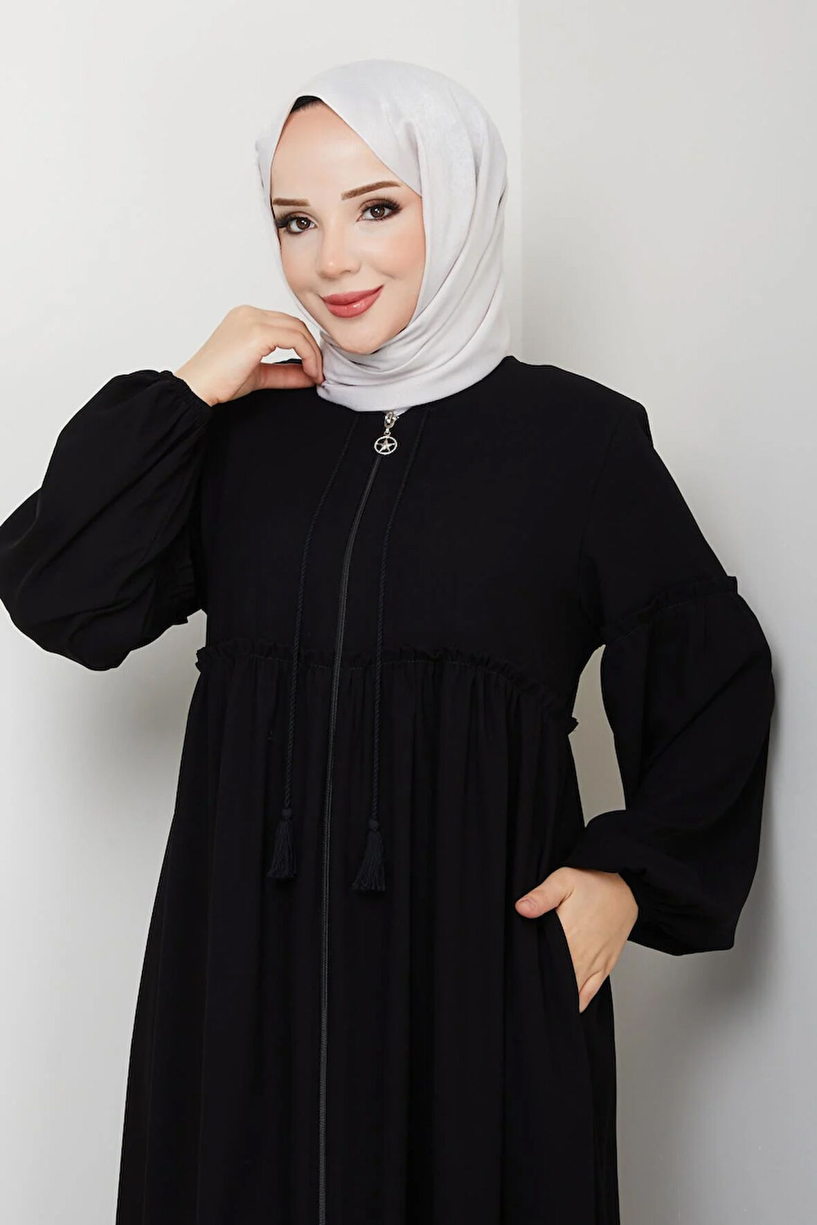 Gündelik Hac Ve Umrelik Büzgülü Bağcıklı Ferace