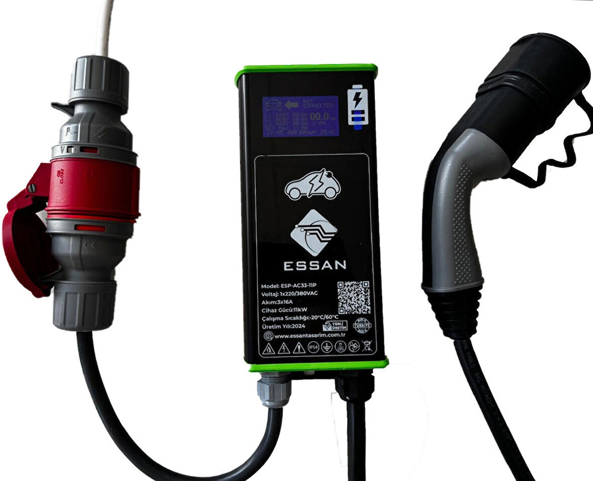 Elektrikli Araç Şarj Istasyonu Taşınabilir11kw Esp-ac33-11p Togg Tesla Byd Uyumlu