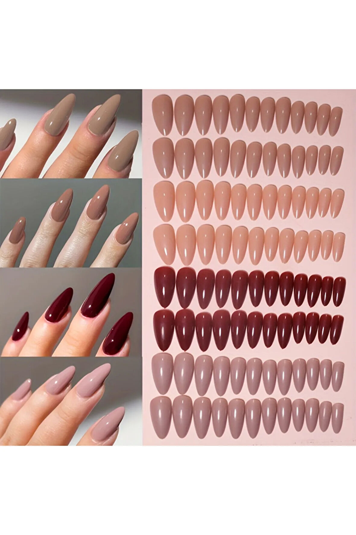 96 adet İlkbahar/Yaz Serisi Karışık Renkli Orta Uzunluk Tırnaklar