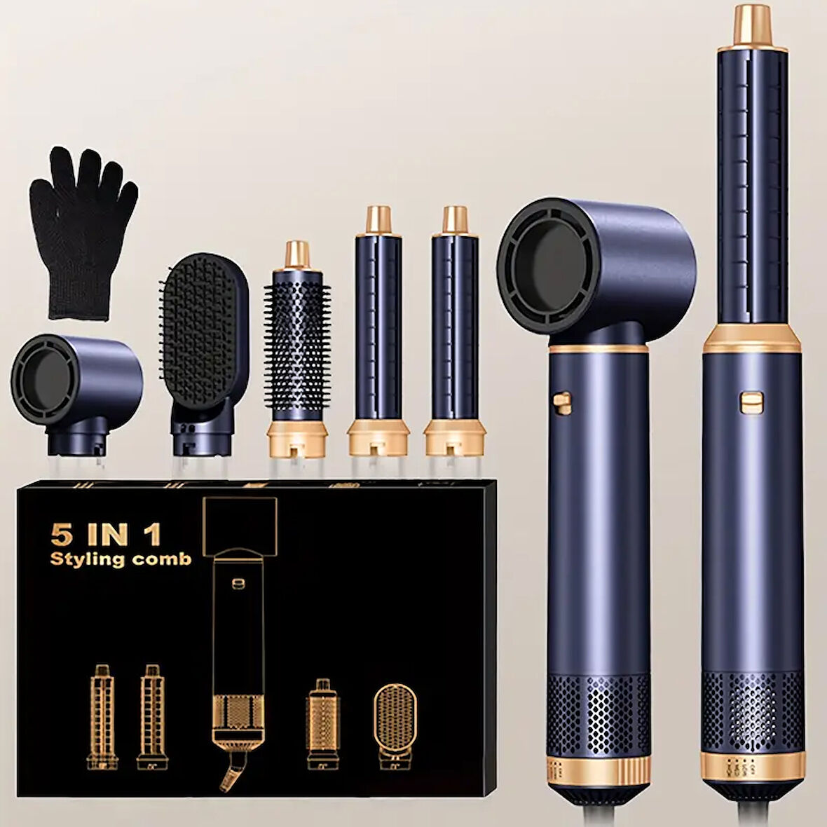 5i 1 Arada Çok Fonksiyonlu Elektrikli Saç Fönü, Termal Saç Düzleştirici ve Kıvırma Makinesi