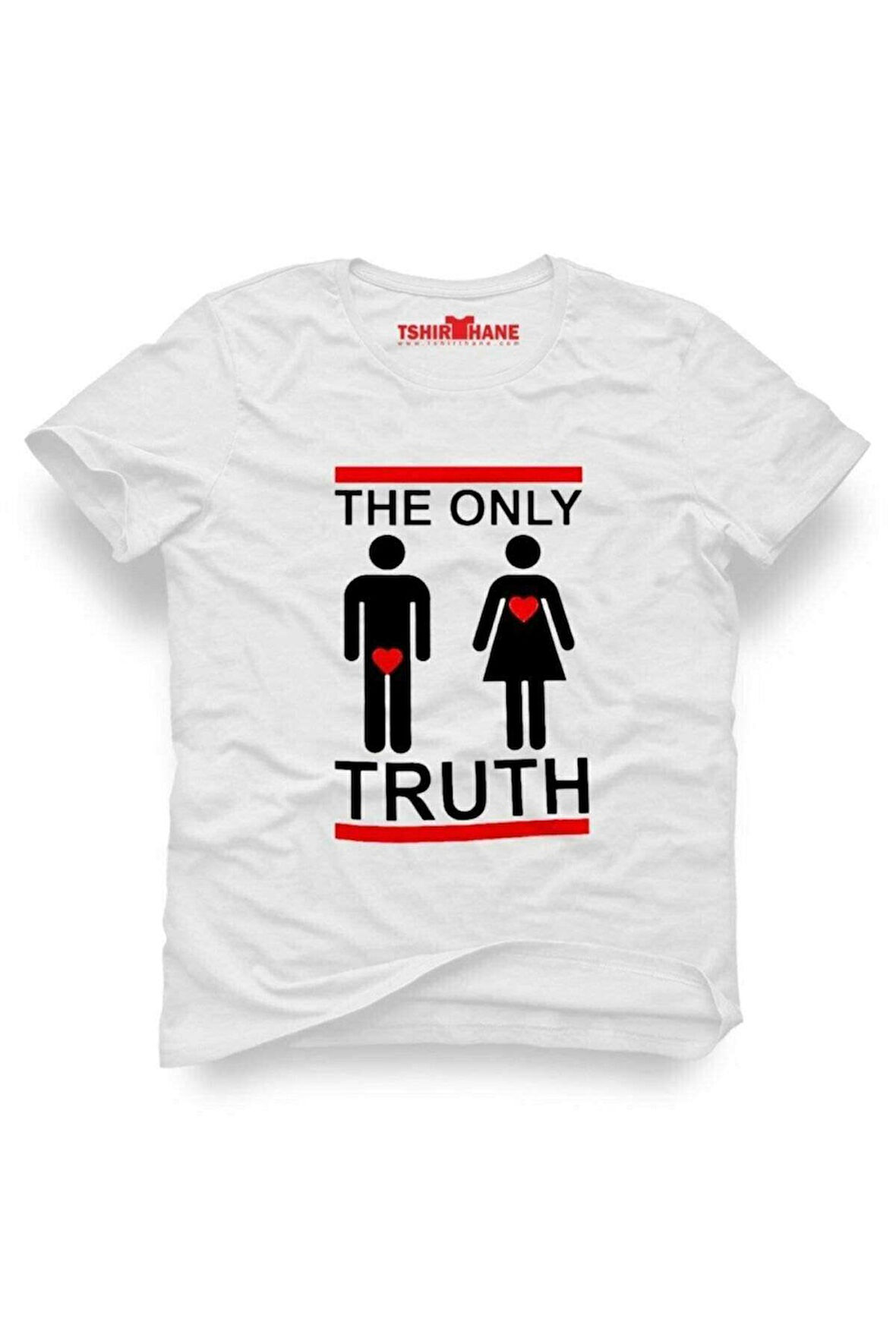 Tshirthane The Only Truth Komik Baskılı Erkek Dar Kesim Slim Fit t-shirt