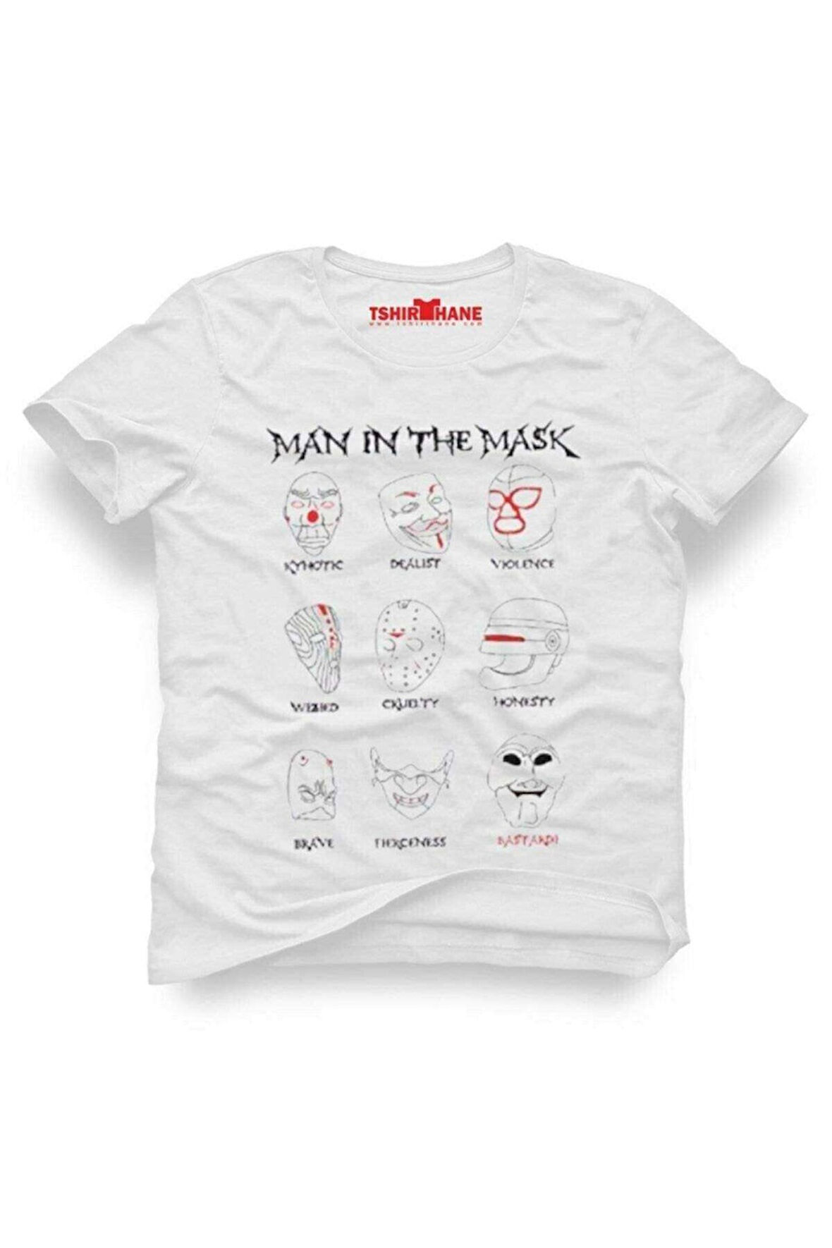 Tshirthane Maskeler Komik Baskılı Erkek Dar Kesim Slim Fit t-shirt