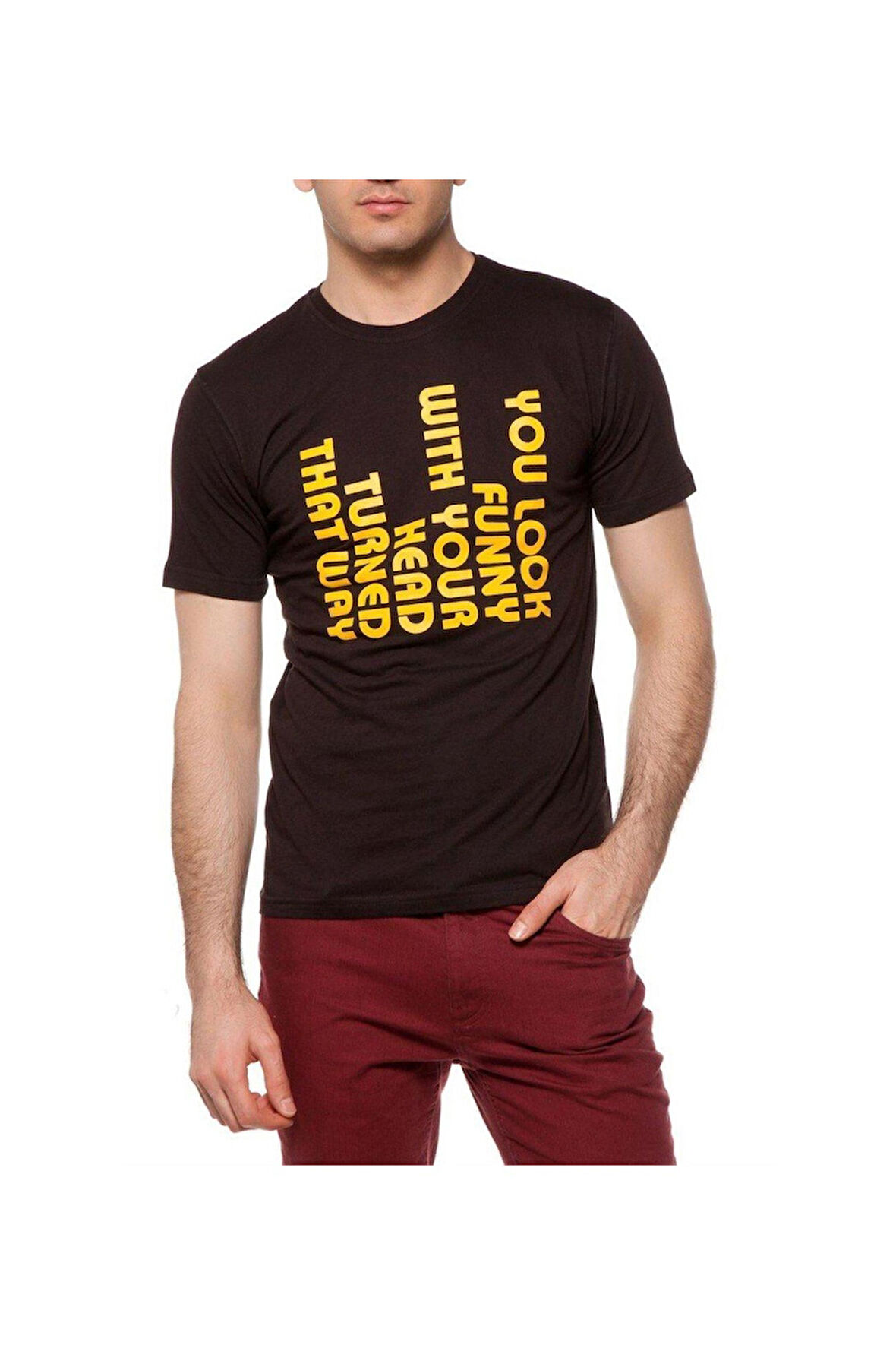 Tshirthane Your Look Komik Baskılı Erkek Dar Kesim Slim Fit t-shirt