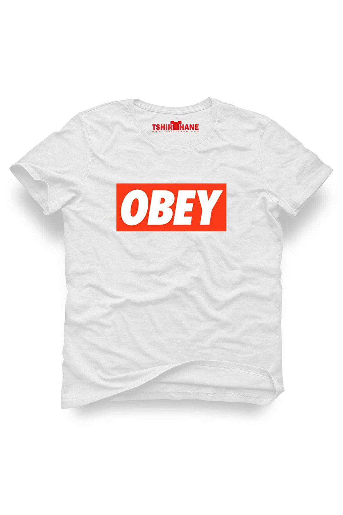 Tshirthane Baskılı Beyaz Erkek Dar Kesim Slim Fit t-shirt