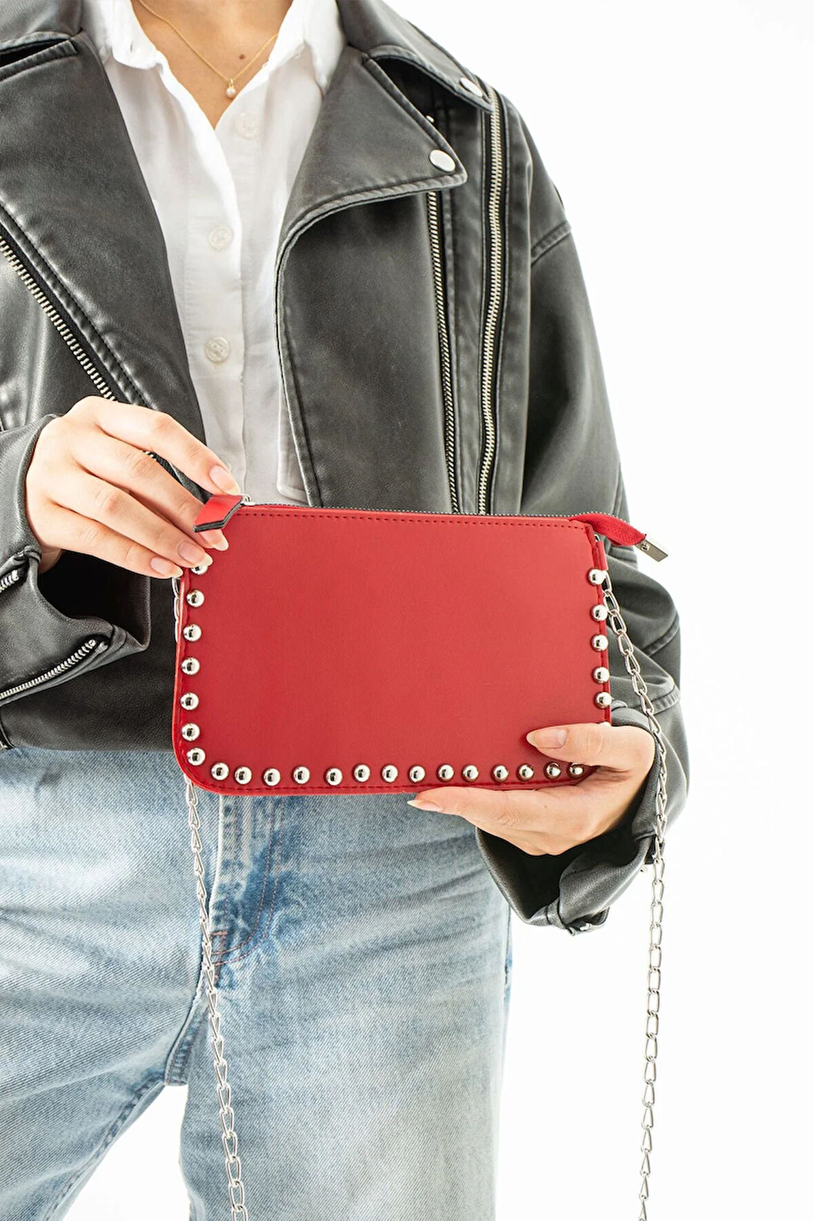 Kadın Zımbalı Omuz Çantası