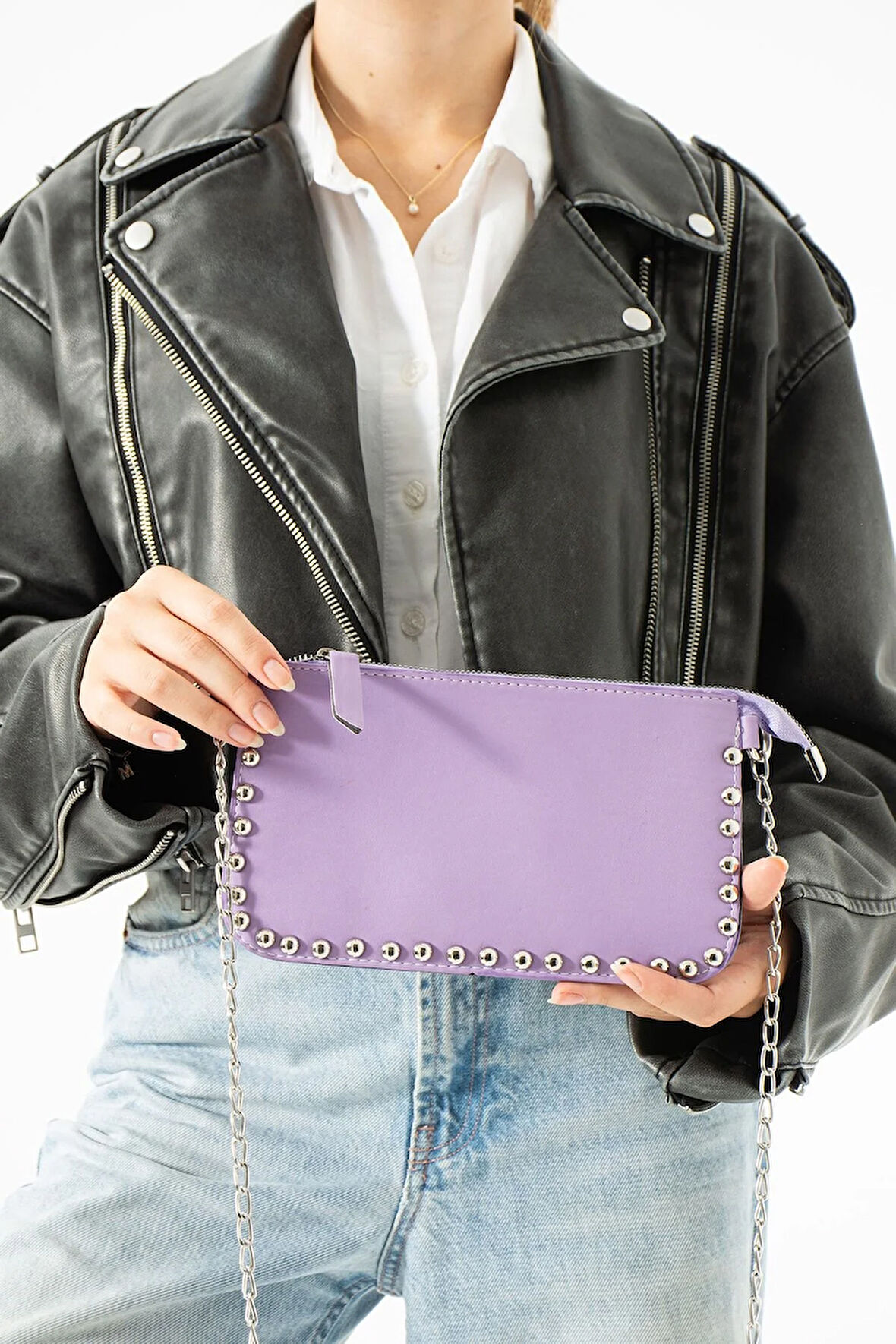 Kadın Zımbalı Omuz Çantası