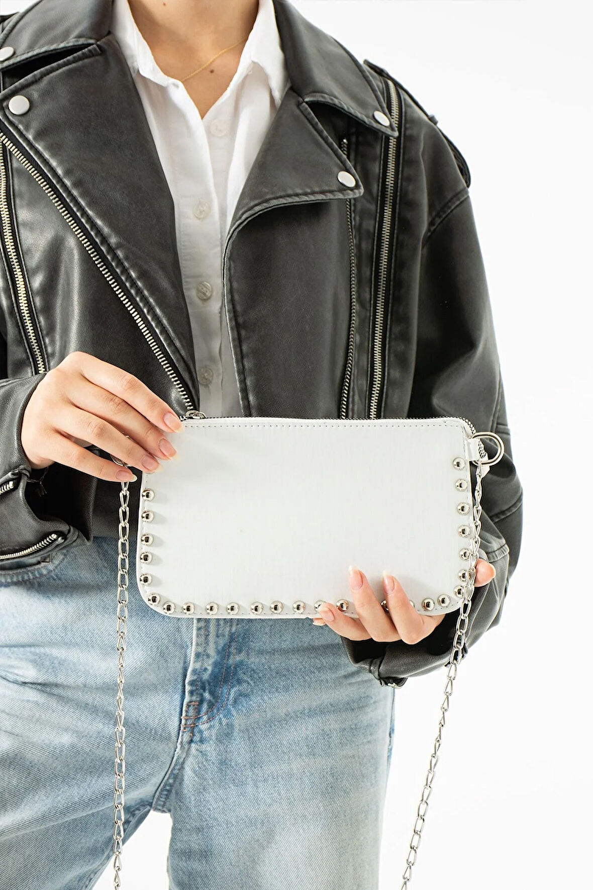 Kadın Zımbalı Omuz Çantası