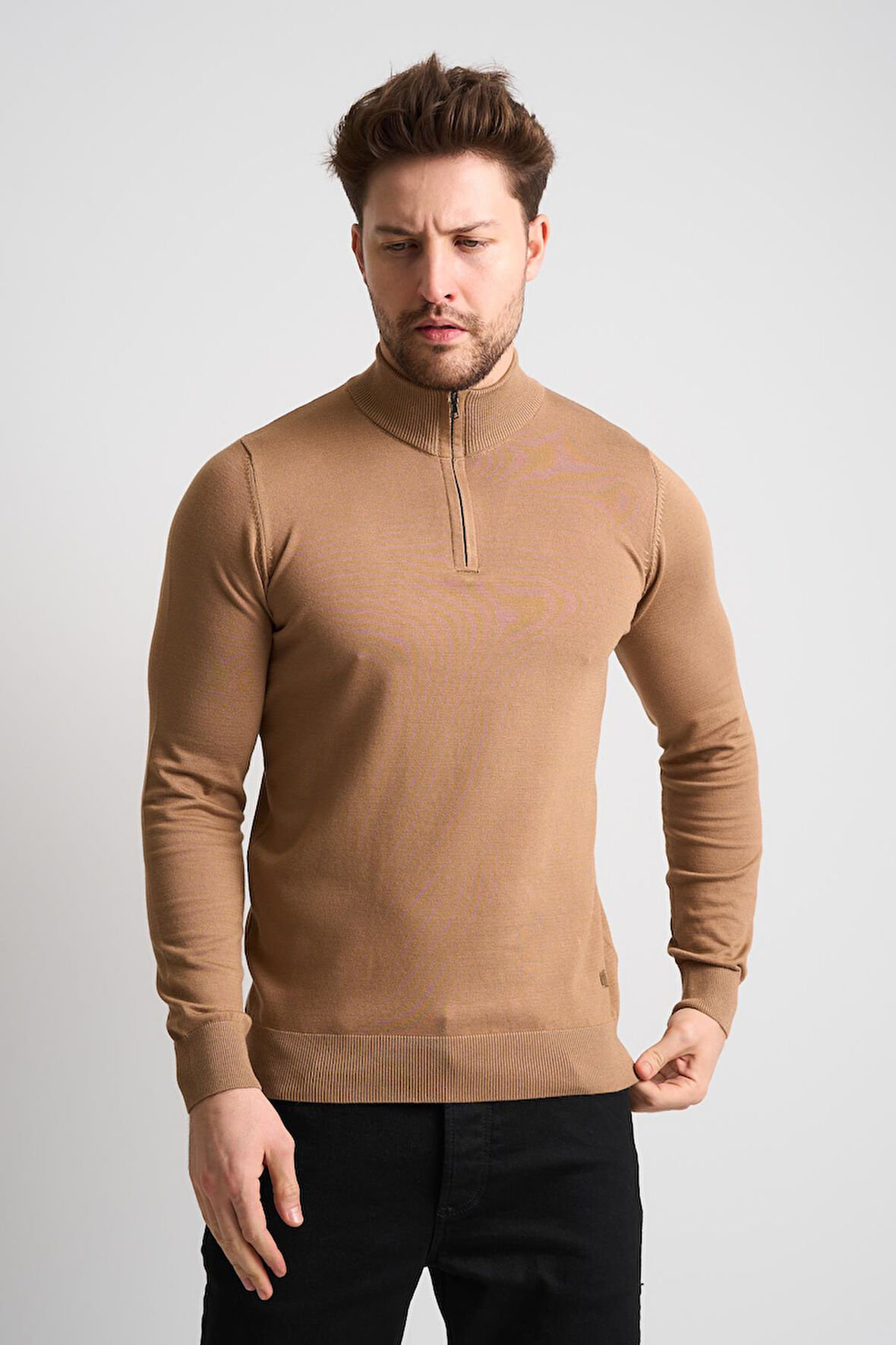 ALEXANDERGARDI Dik Yaka Fermuarlı Triko Kazak