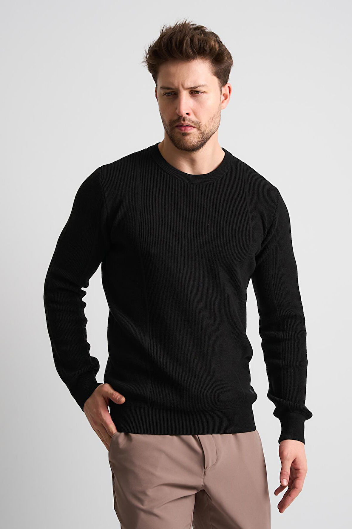 ALEXANDERGARDI Dokulu Siyah Triko Kazak (ET-3633-T)