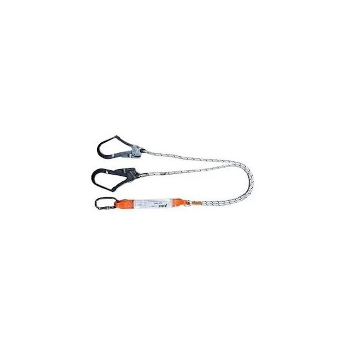 Karam KA341 Çift Kol Şok Emicili Lanyard Statik Halatlı Karabinalı Büyük Kancalı