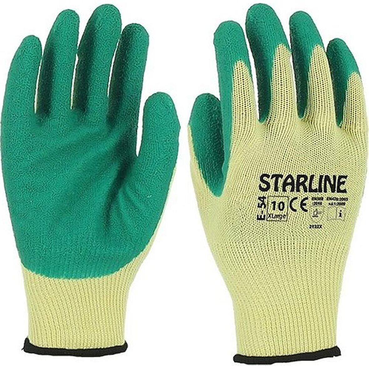 Starline Cam Eldiveni Sarı-Yeşil E-54 No:10
