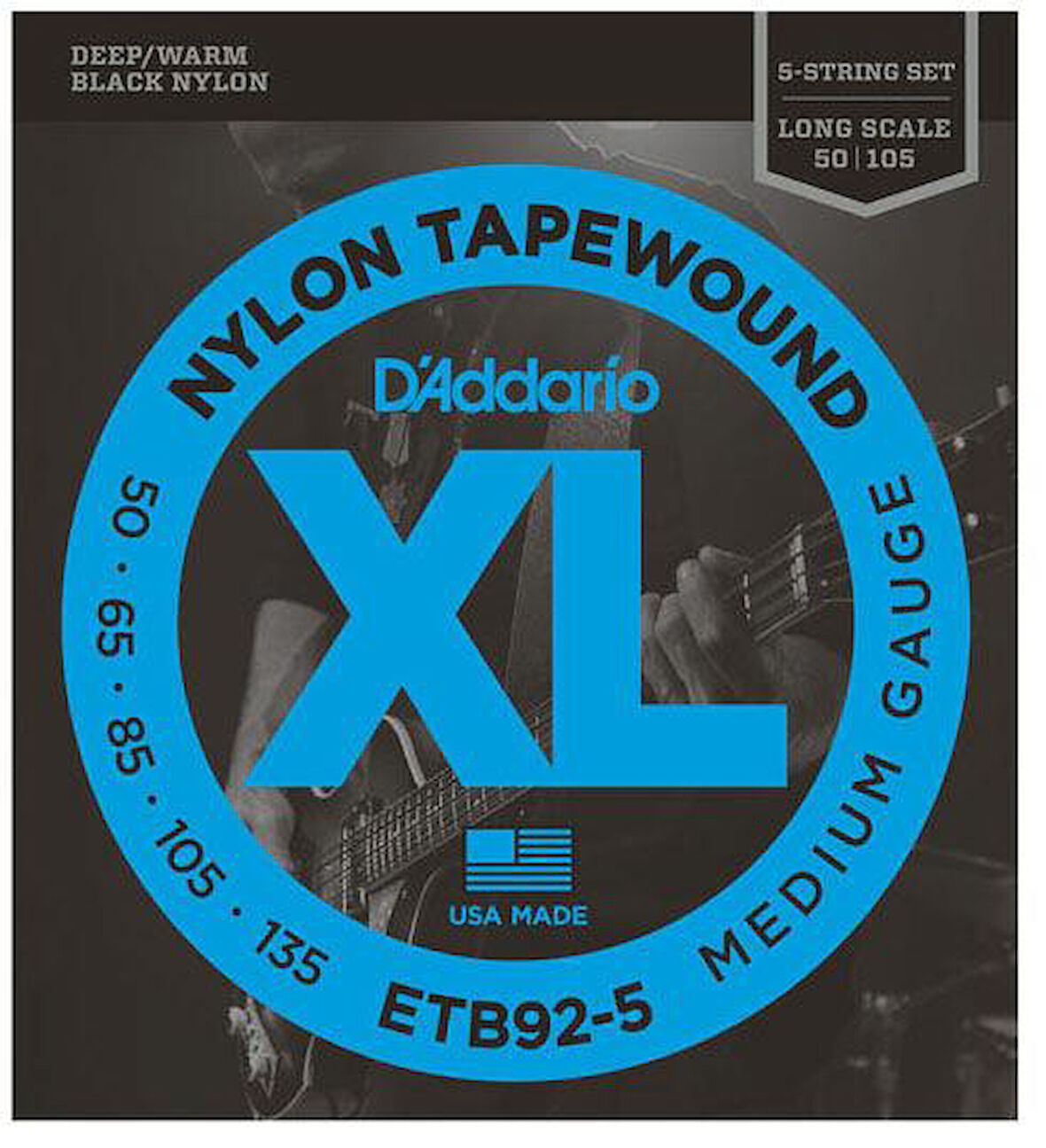 DADDARIO ETB92 BASS GİTAR TEL SETİ, 5 TELLİ, 50-105, XL NYLON TAPEWOUND, MEDIUM