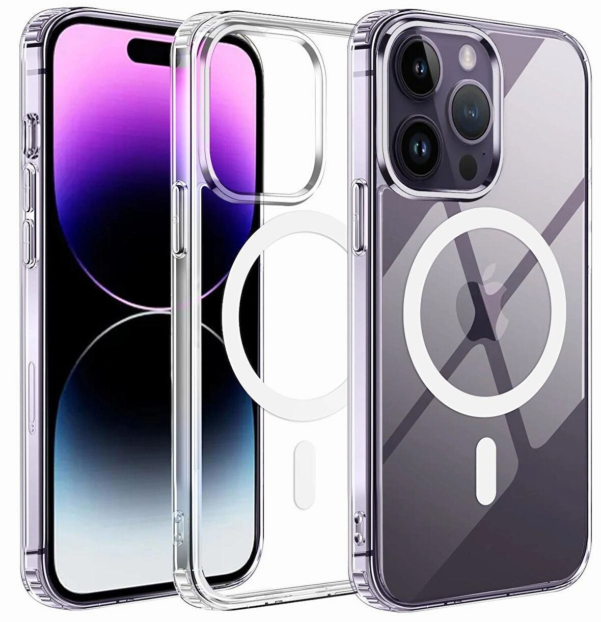 iPhone 14 Pro Kılıf Magsafe Özellikli Şeffaf Silikon Kılıf