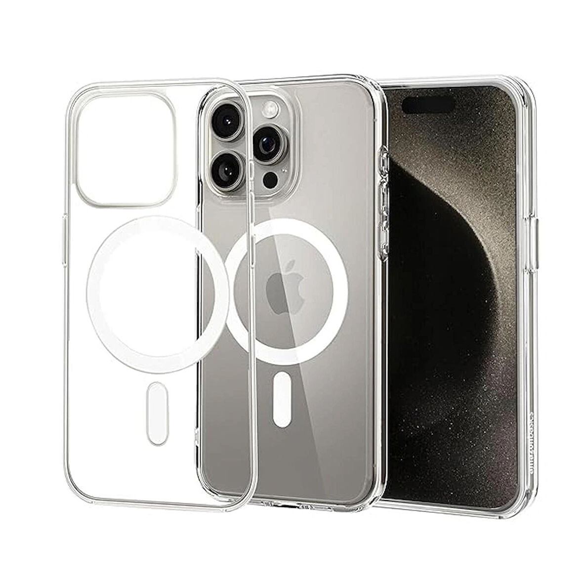 iPhone 15 Pro Kılıf Magsafe Özellikli Şeffaf Silikon Kılıf
