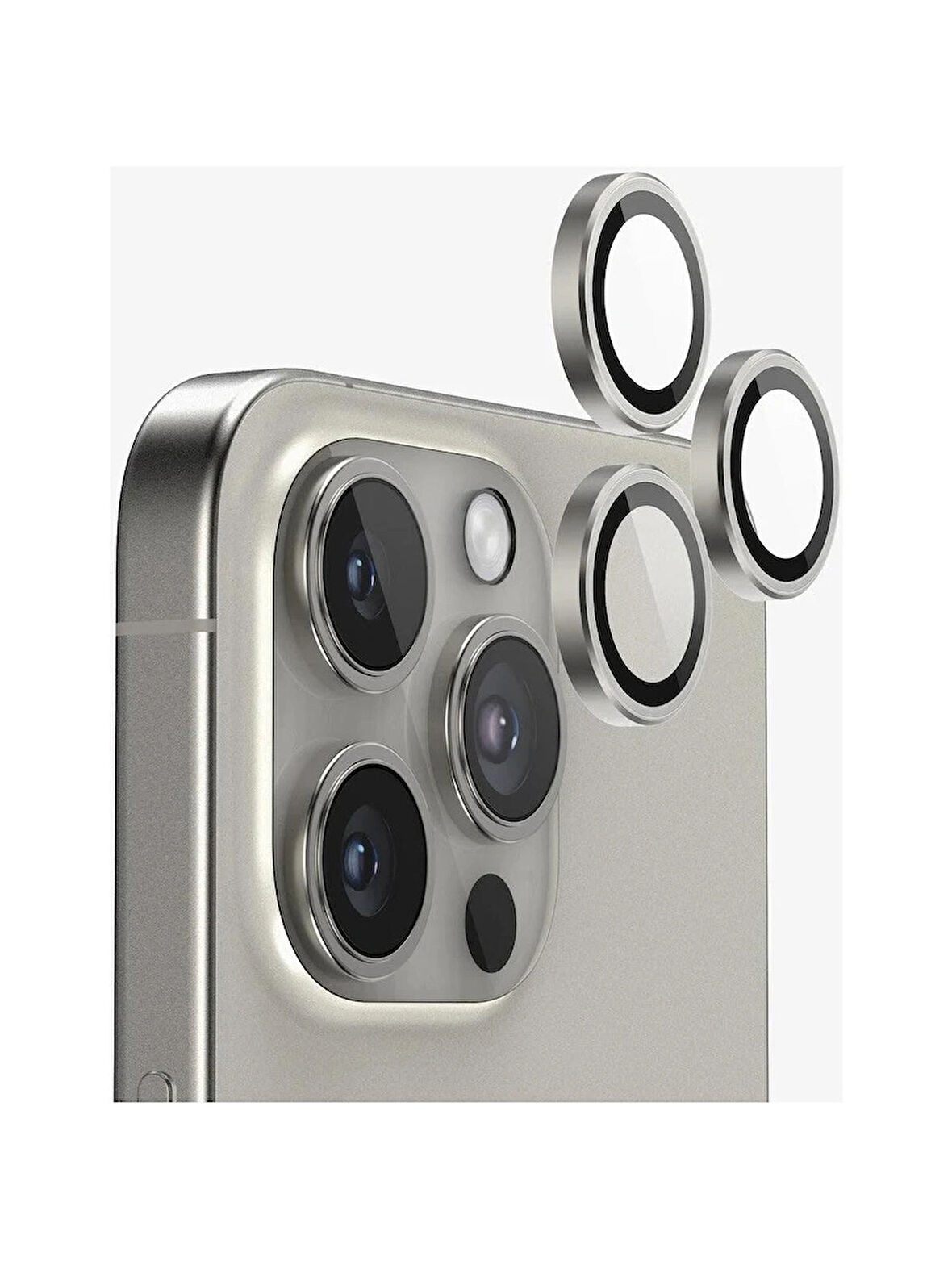 iPhone 16 Pro / 16 Pro Max Kamera Lens Koruyucu ''Safir Cam & Kolay Kurulum'' (Natural)
