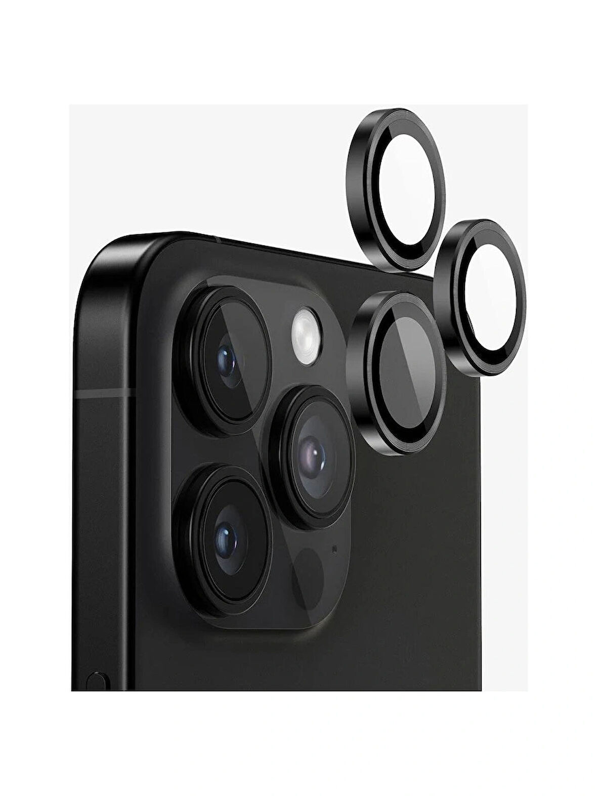 iPhone 16 Pro / 16 Pro Max Kamera Lens Koruyucu ''Safir Cam & Kolay Kurulum'' (Siyah)