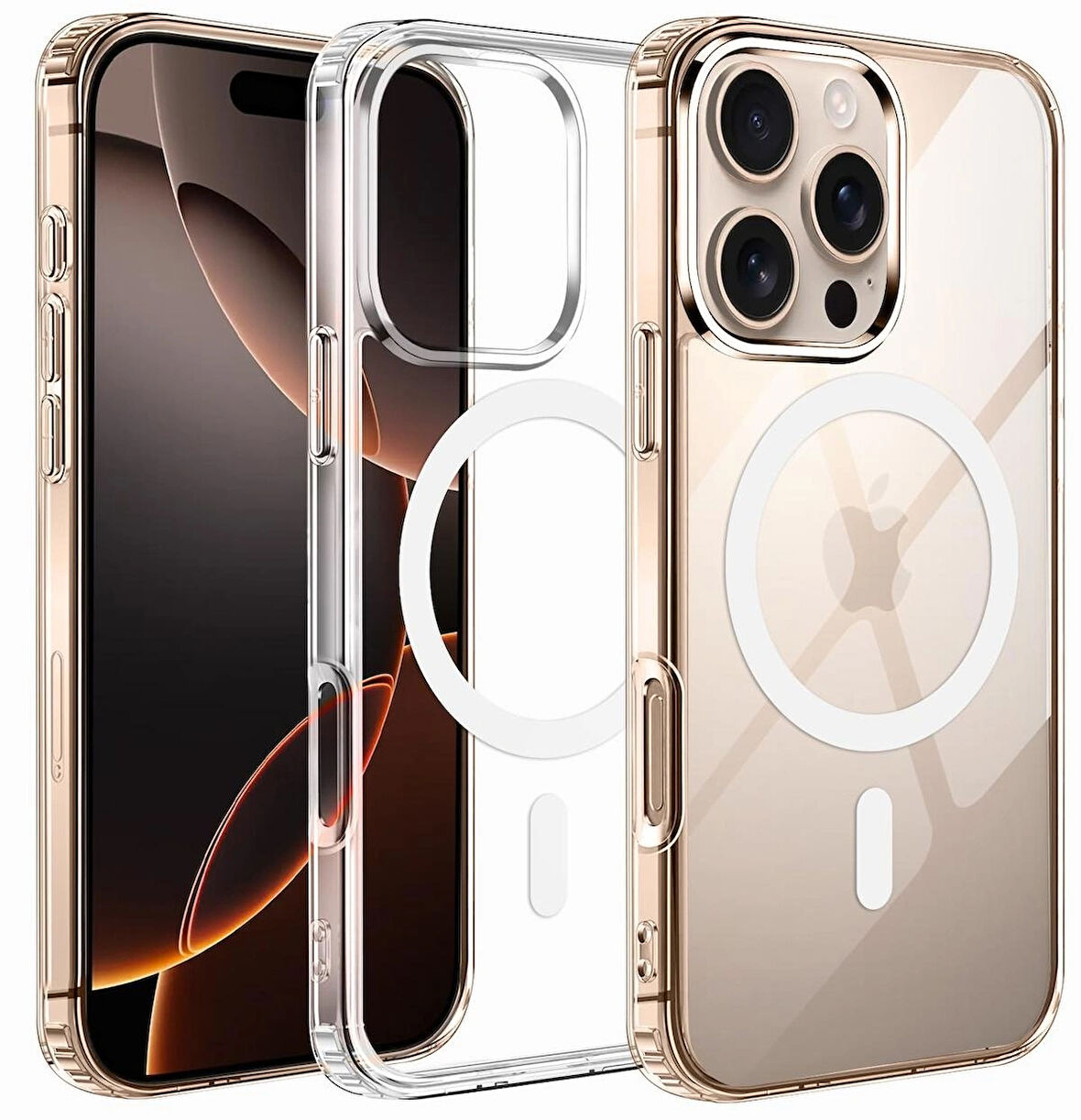 iPhone 16 Pro Kılıf Magsafe Özellikli Şeffaf Silikon Kılıf