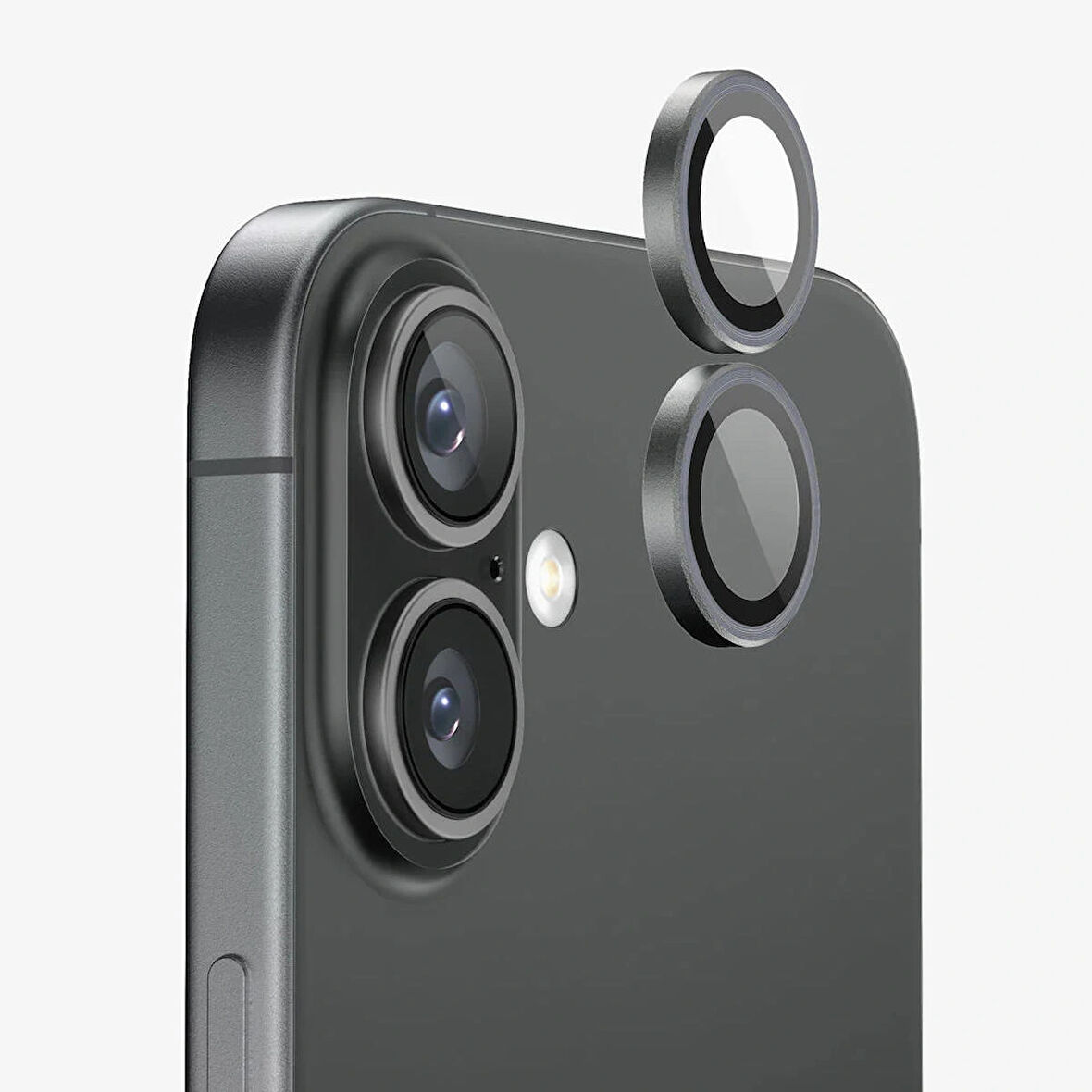 iPhone 17 Kamera Lens Koruyucu ''Safir Cam & Kolay Kurulum'' (Siyah)