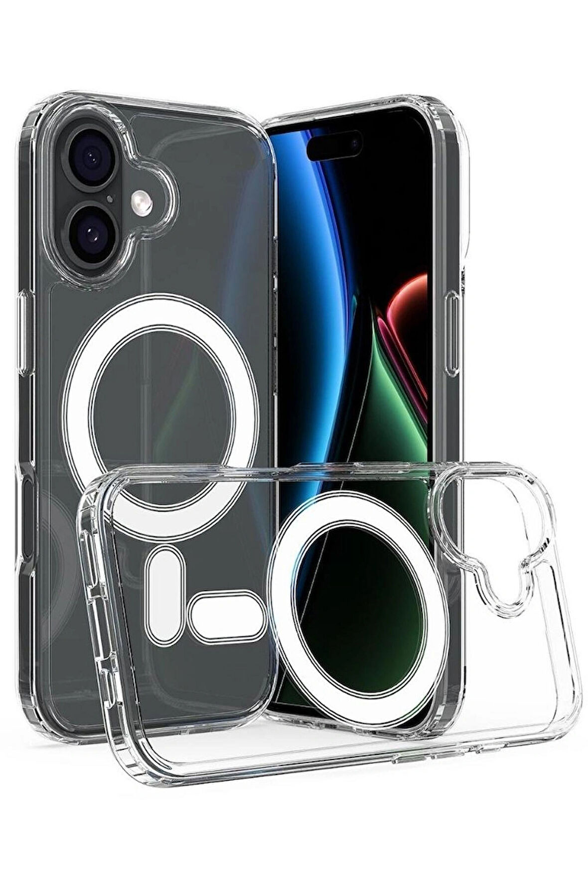 iPhone 17 MagSafe Kılıf – Manyetik Halka Destekli Şeffaf Silikon Koruyucu